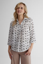 Chemisier fluide manches 3/4 - Femme && GRIS MULTI