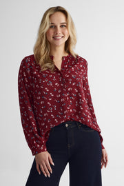 Blouse fluide à manches longues - Femme && ROUGE VIN