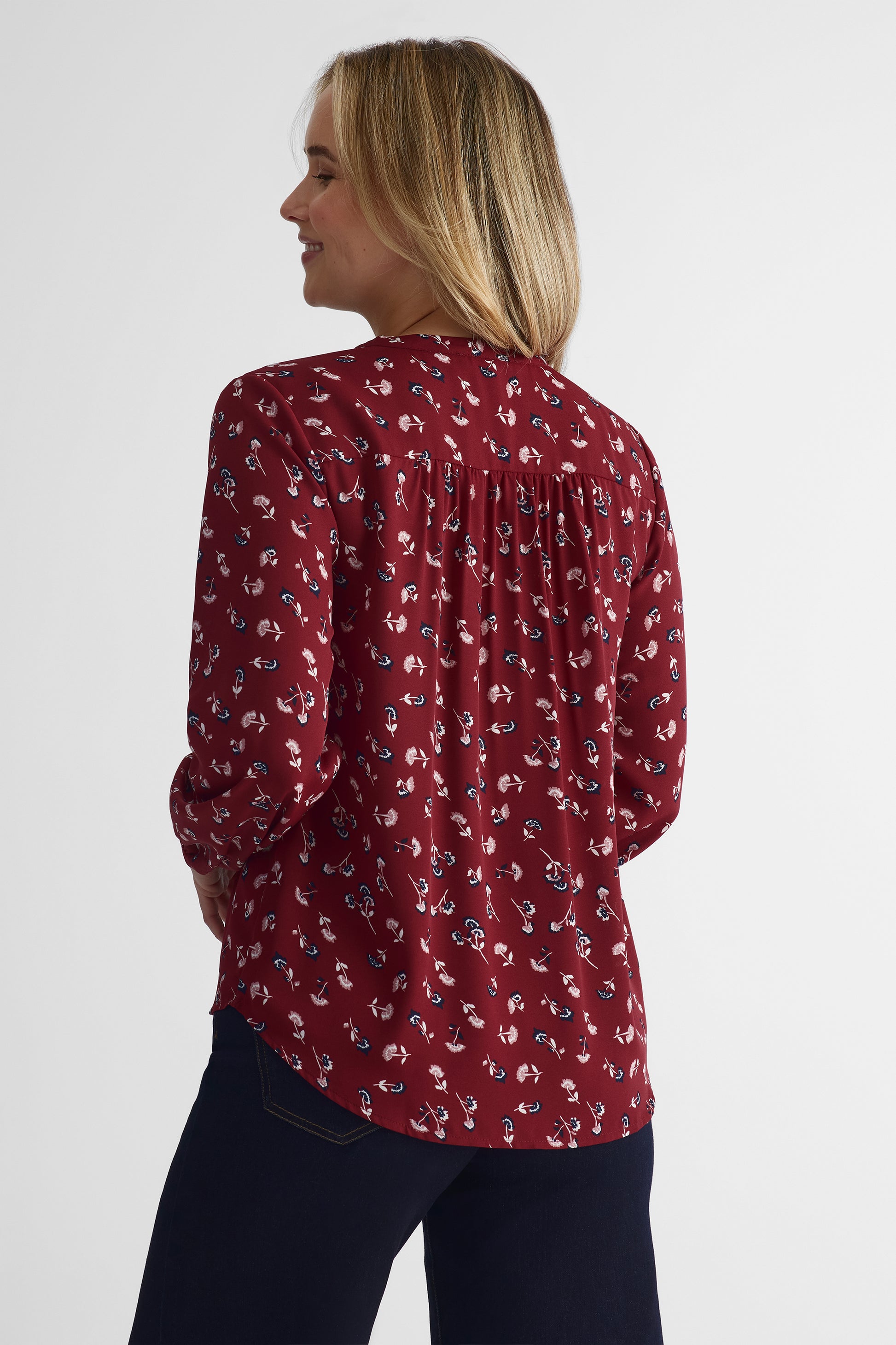 Blouse fluide à manches longues - Femme && ROUGE VIN