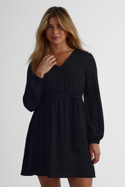 Robe fluide en georgette - Femme && NOIR