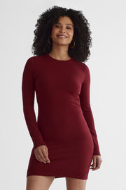 Robe en tricot super doux - Femme && ROUGE VIN