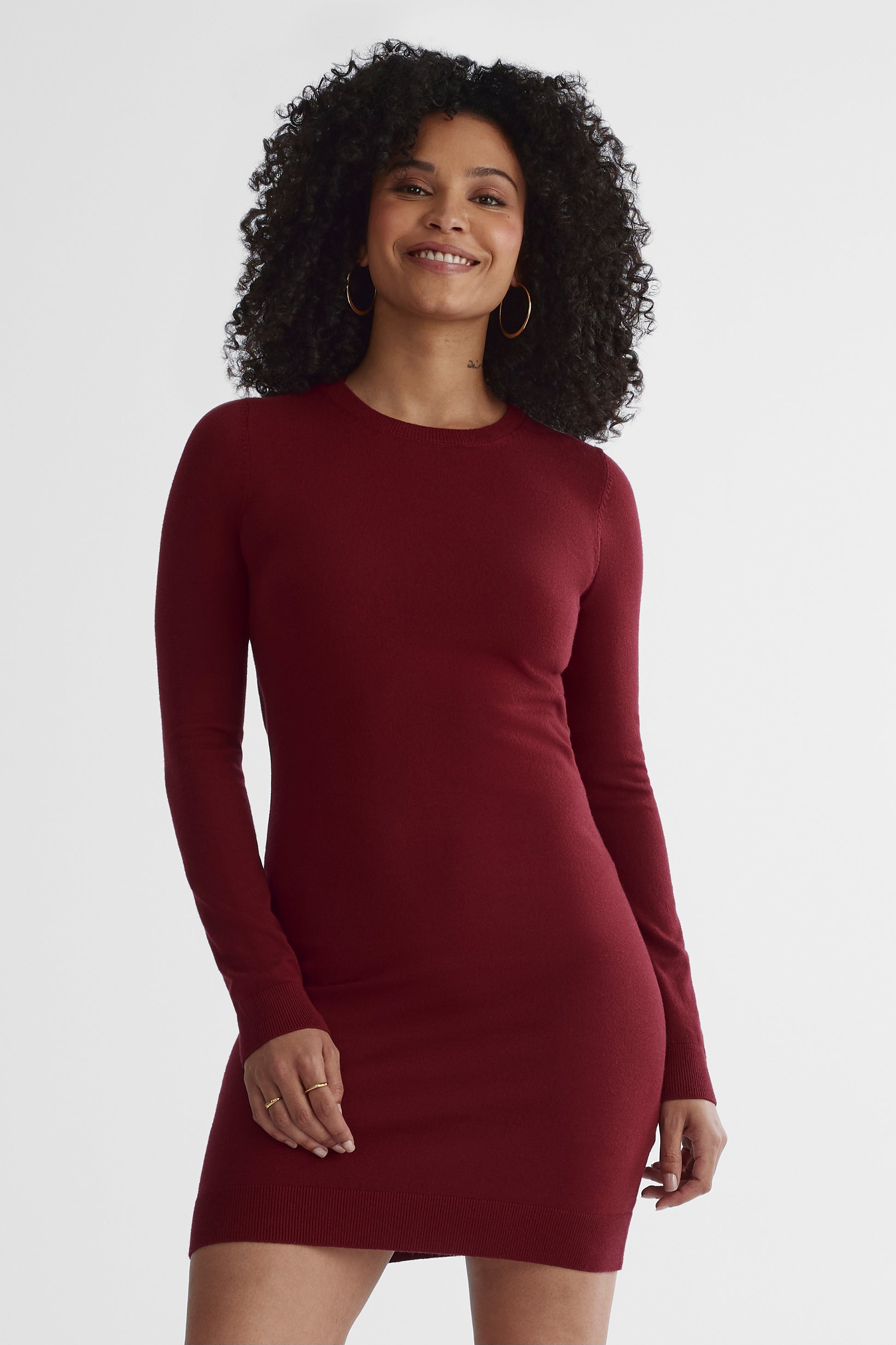Robe en tricot super doux - Femme && ROUGE VIN