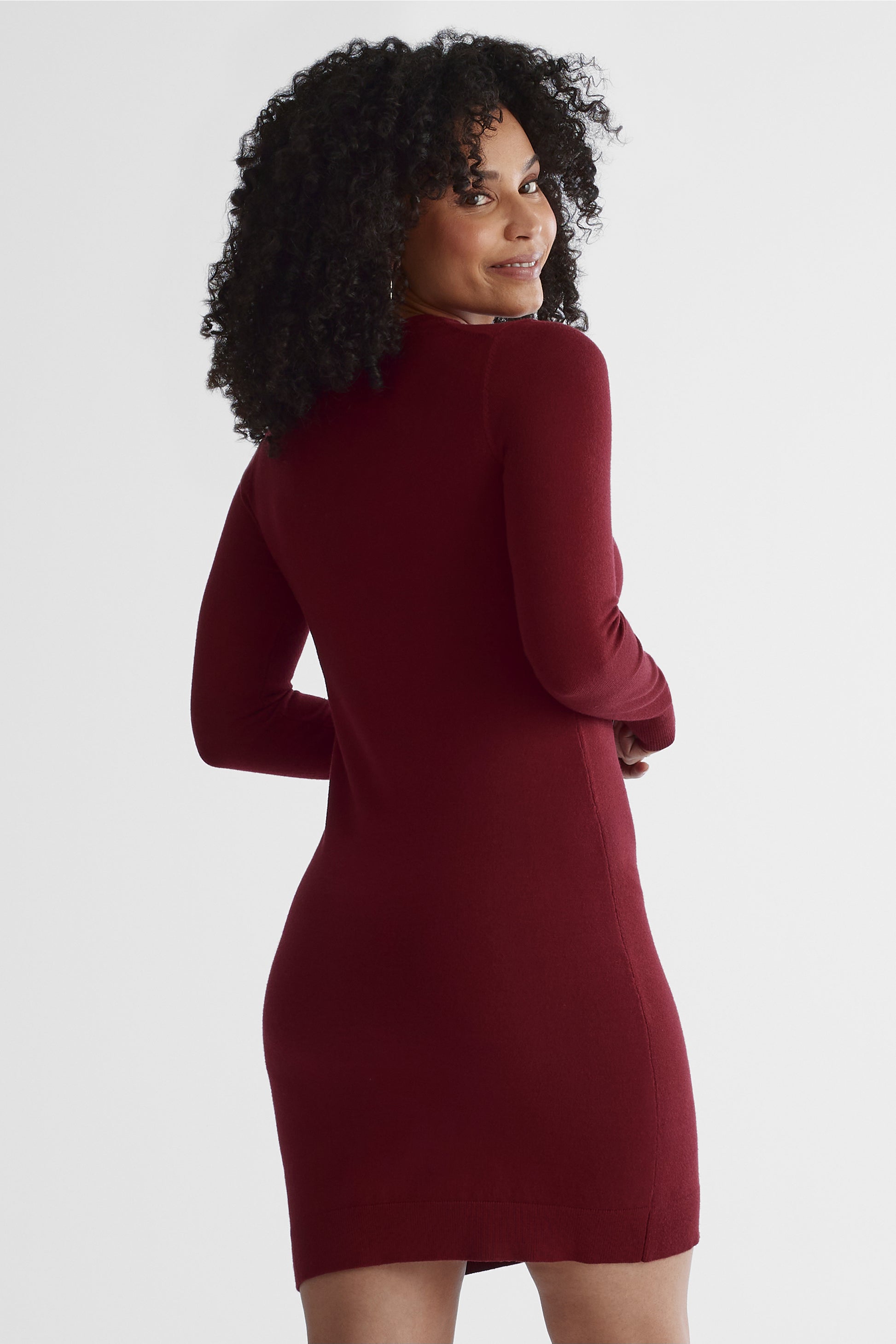 Robe en tricot super doux - Femme && ROUGE VIN
