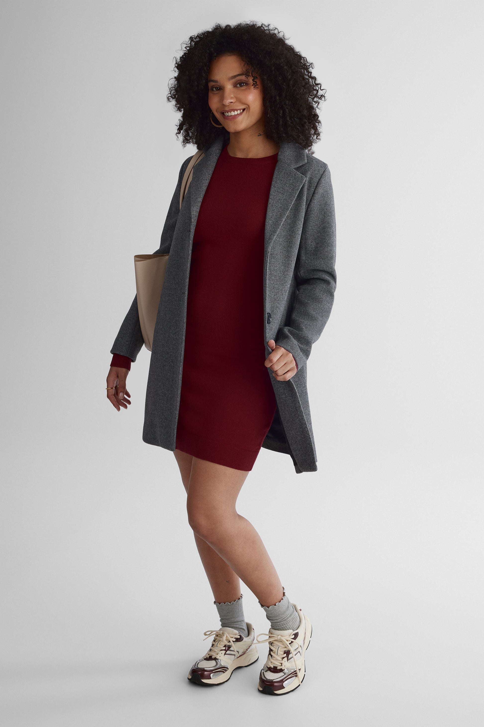Robe en tricot super doux - Femme && ROUGE VIN