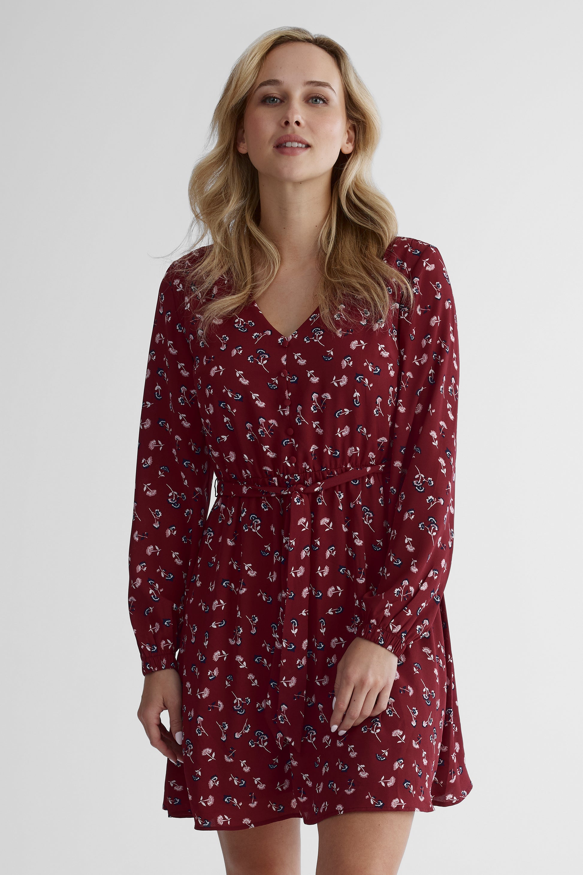 Robe en georgette légère - Femme && ROUGE VIN