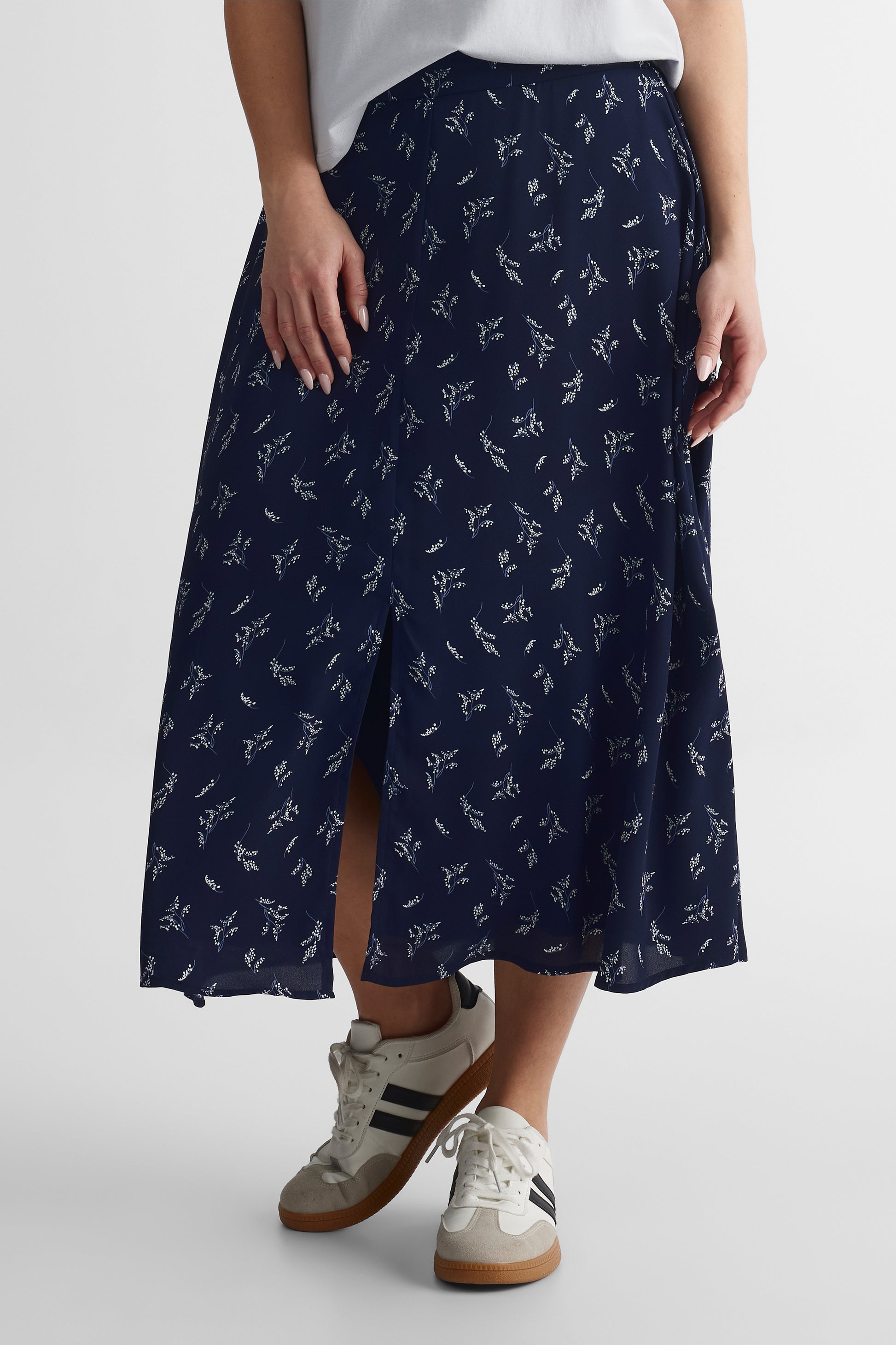 Jupe légère en georgette - Femme && MARIN/MULTI