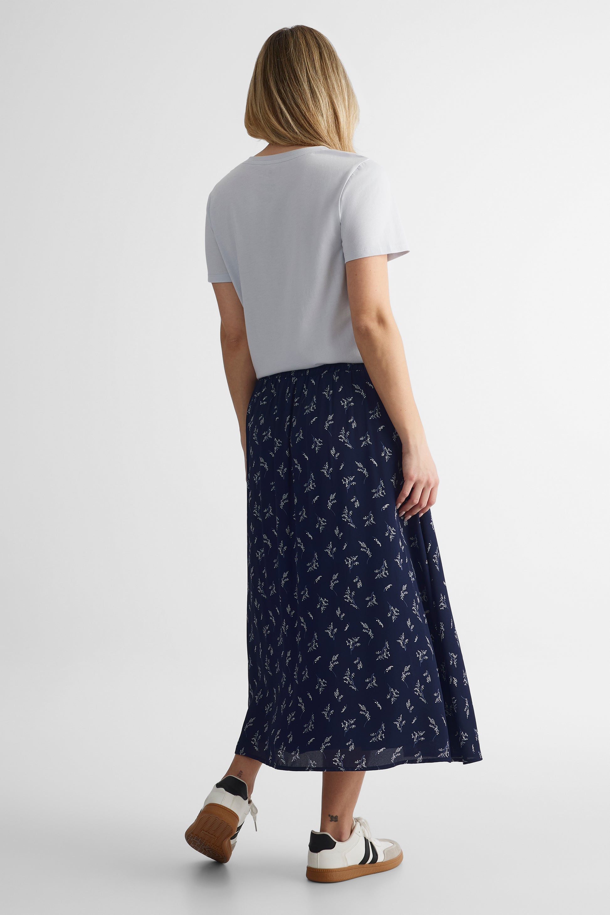 Jupe légère en georgette - Femme && MARIN/MULTI