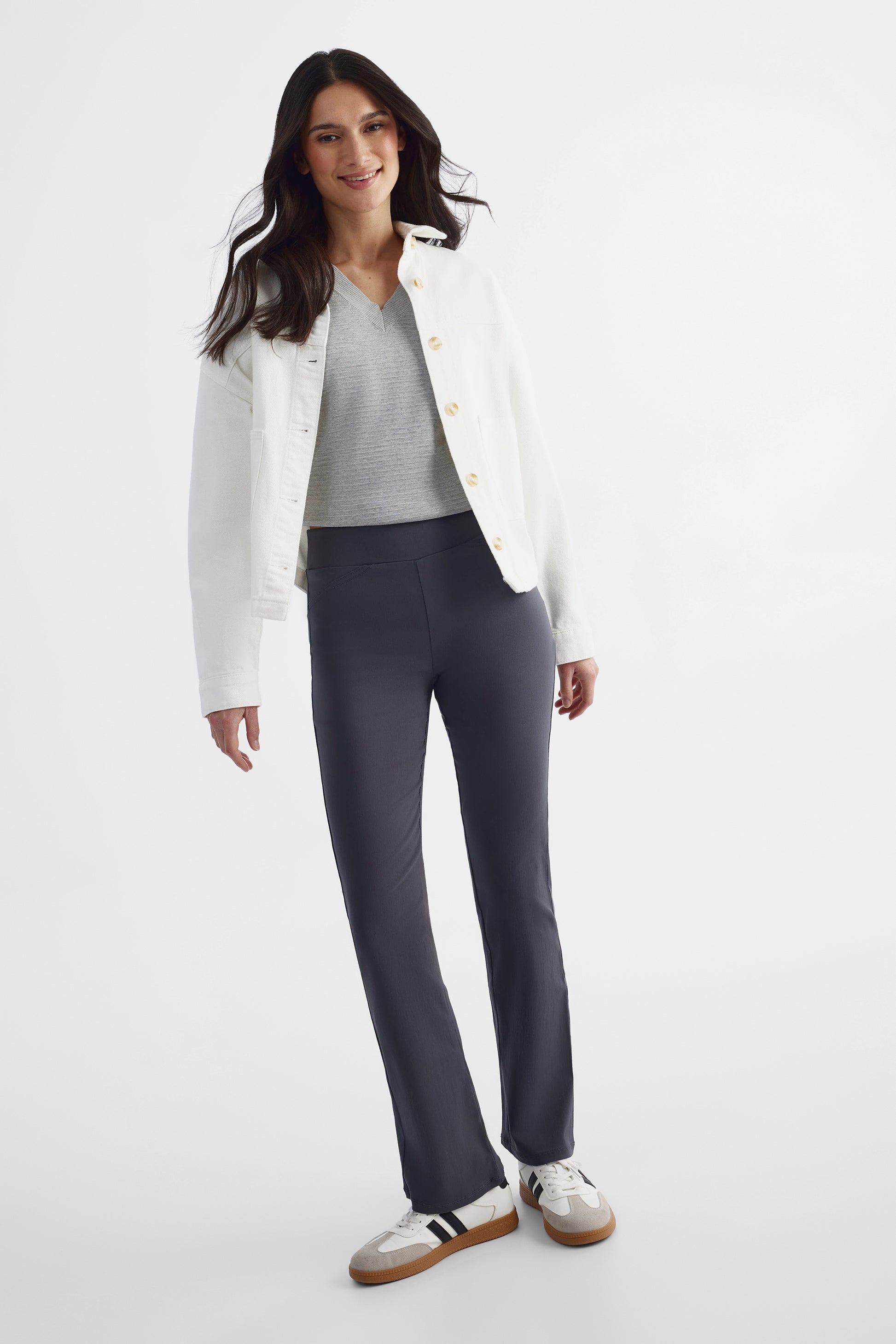 Pantalon en sergé viscose - Femme && CHARBON