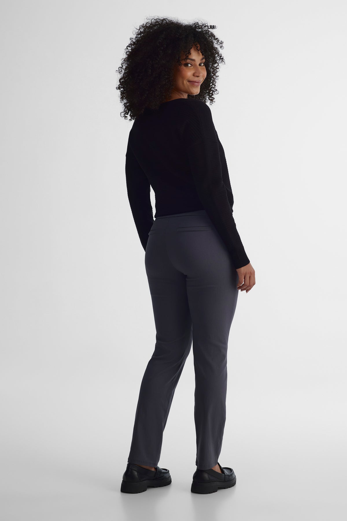 Pantalon fluide en viscose - Femme && CHARBON
