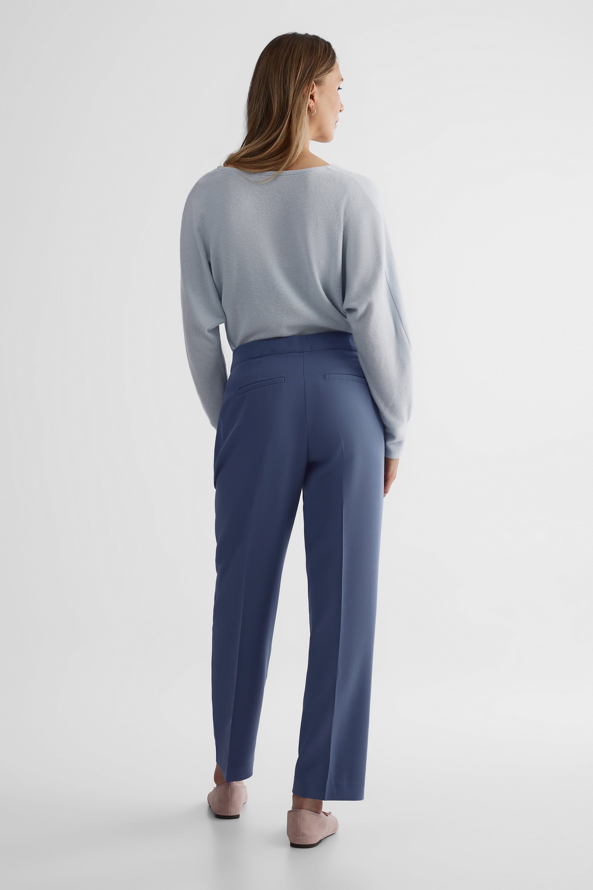 Pantalon droit extensible - Femme && BLEU