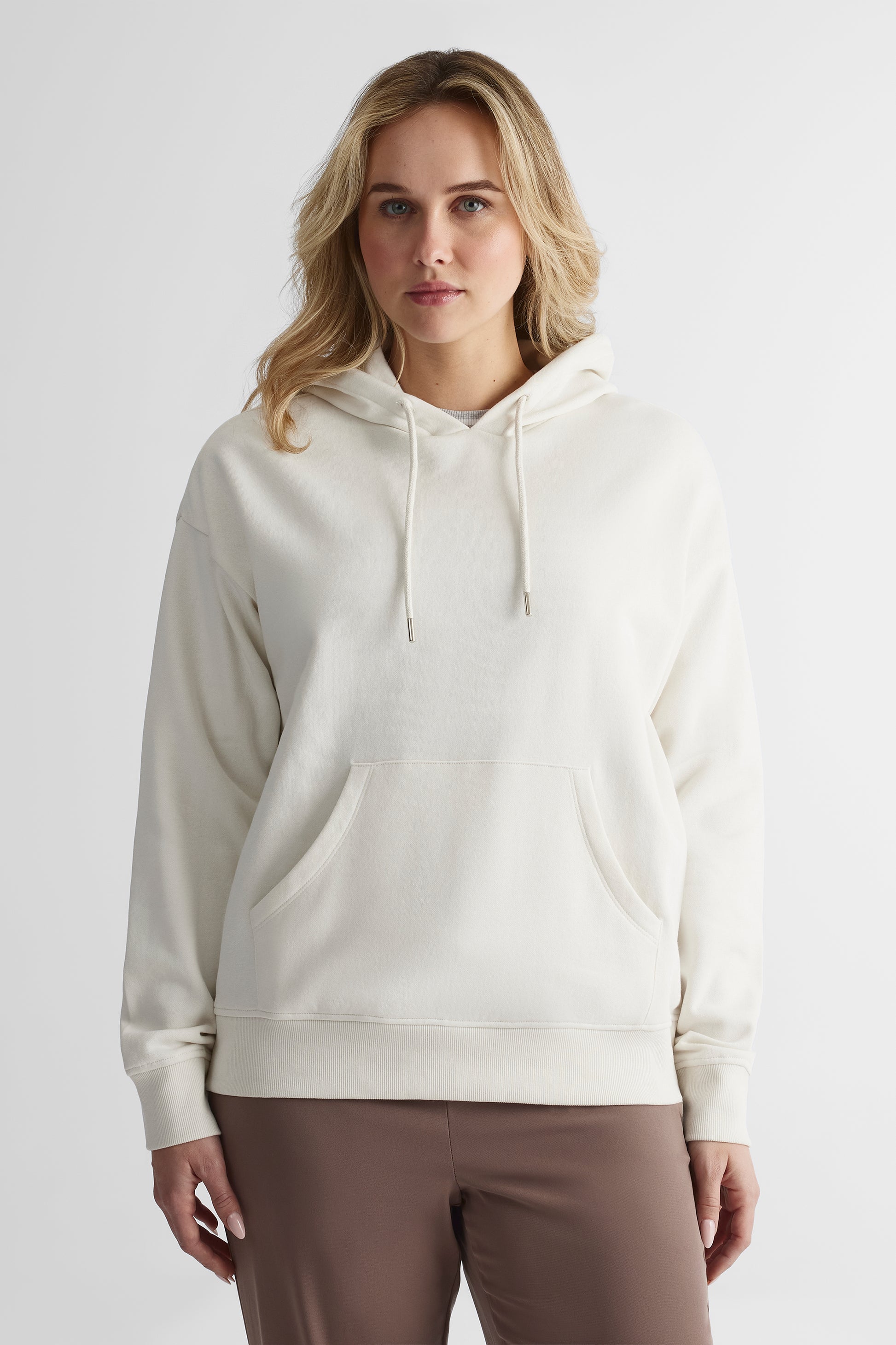 Chandail à capuchon coupe ample - Femme && BLANC CASSÉ