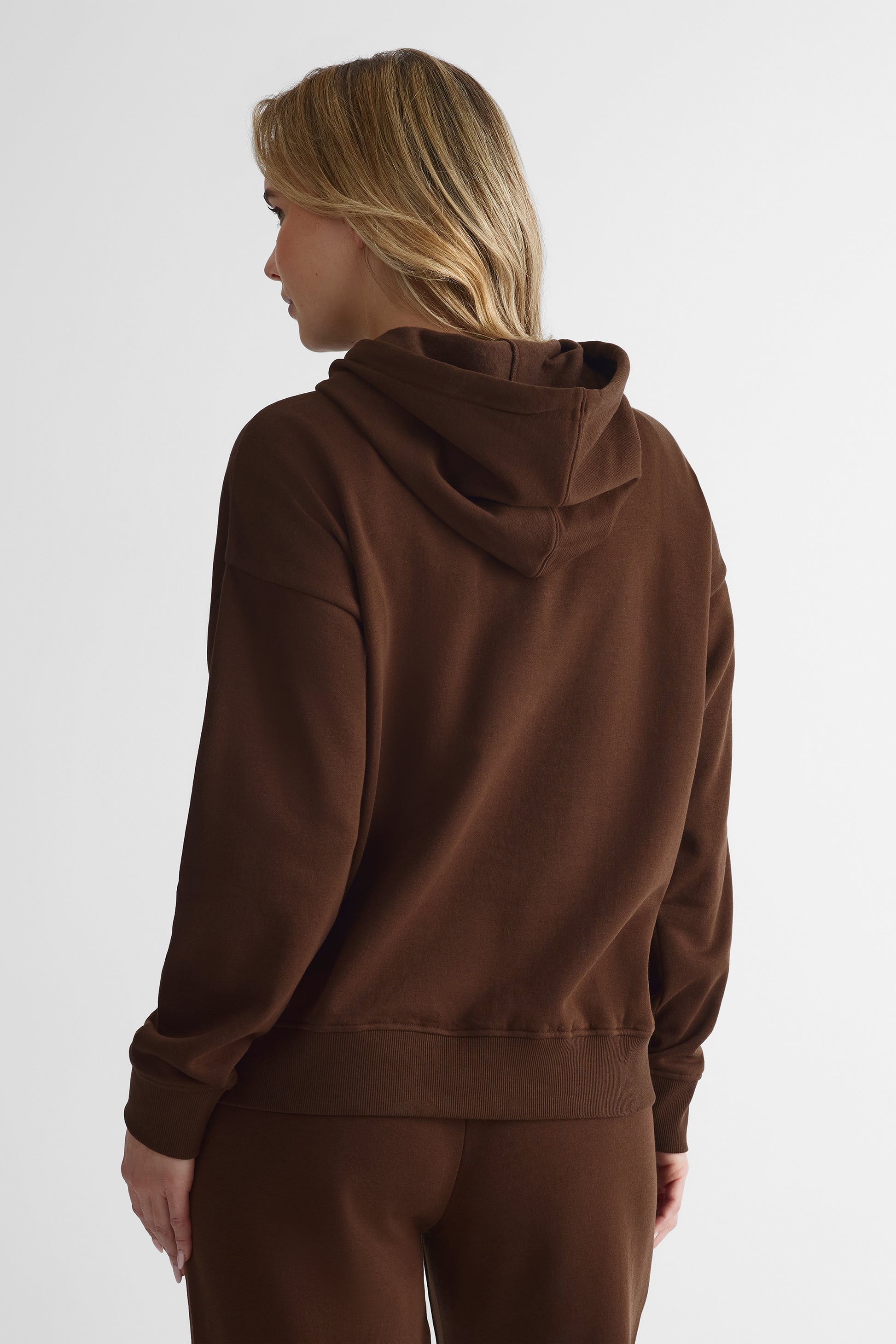 Chandail à capuchon coupe ample - Femme && BRUN FONCE