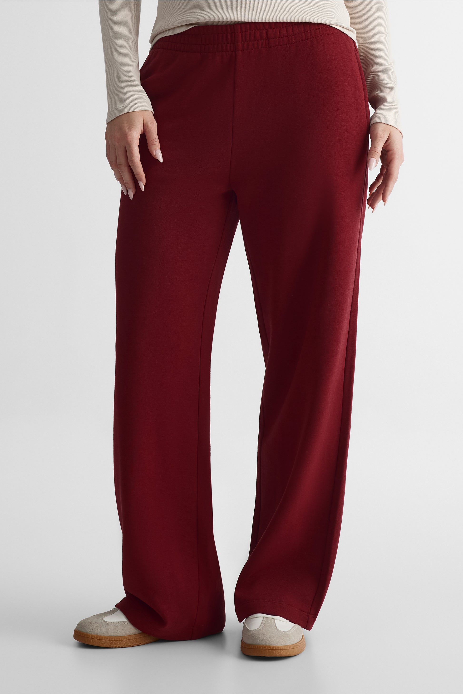 Pantalon jogger ouaté ample - Femme && ROUGE VIN