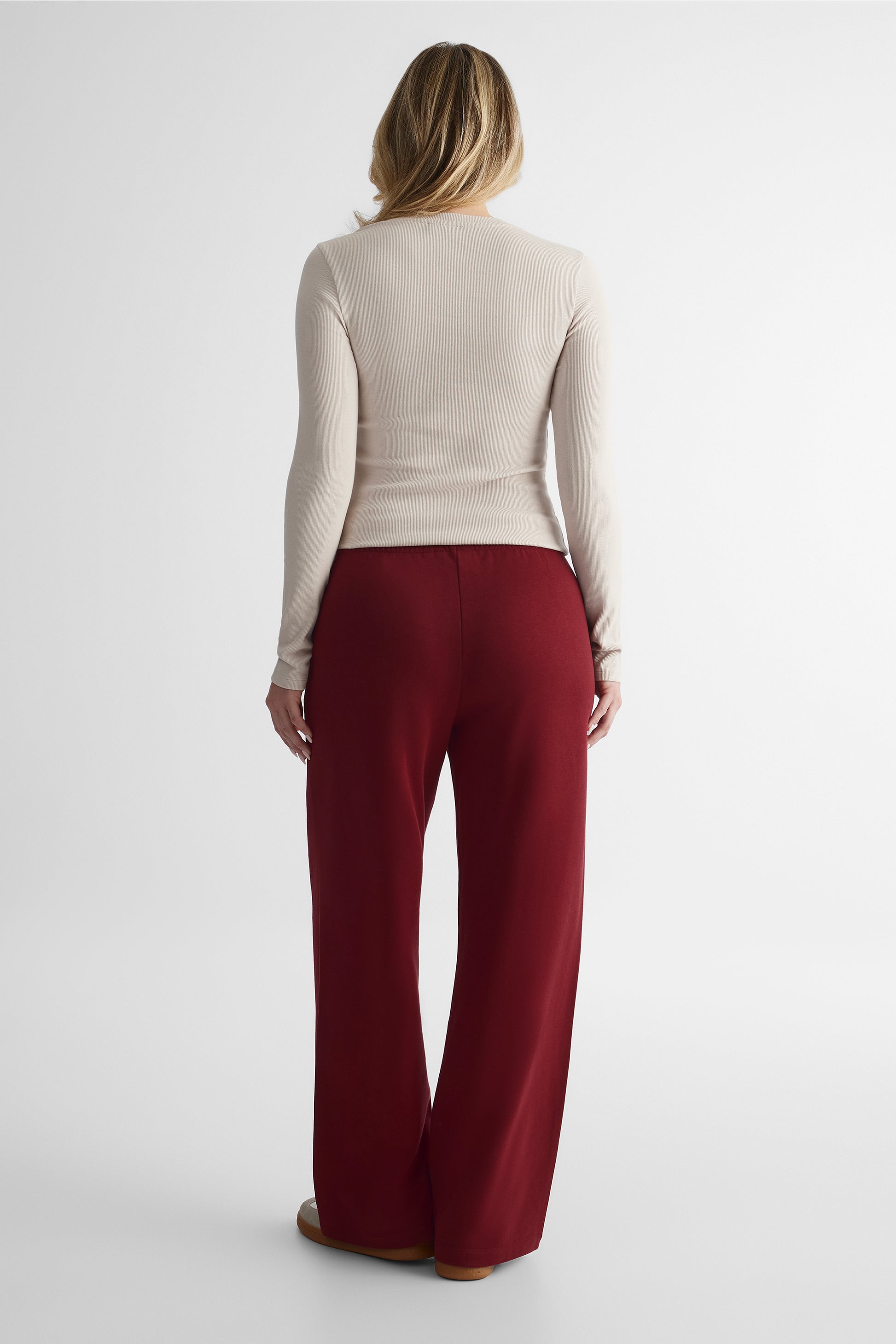Pantalon jogger ouaté ample - Femme && ROUGE VIN