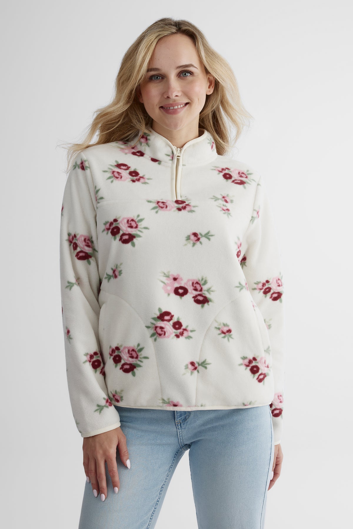 Chandail ouaté en micro polar - Femme && BLANC CASSÉ/MULTI
