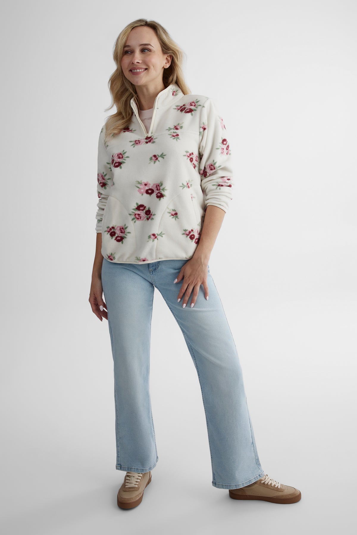 Chandail ouaté en micro polar - Femme && BLANC CASSÉ/MULTI