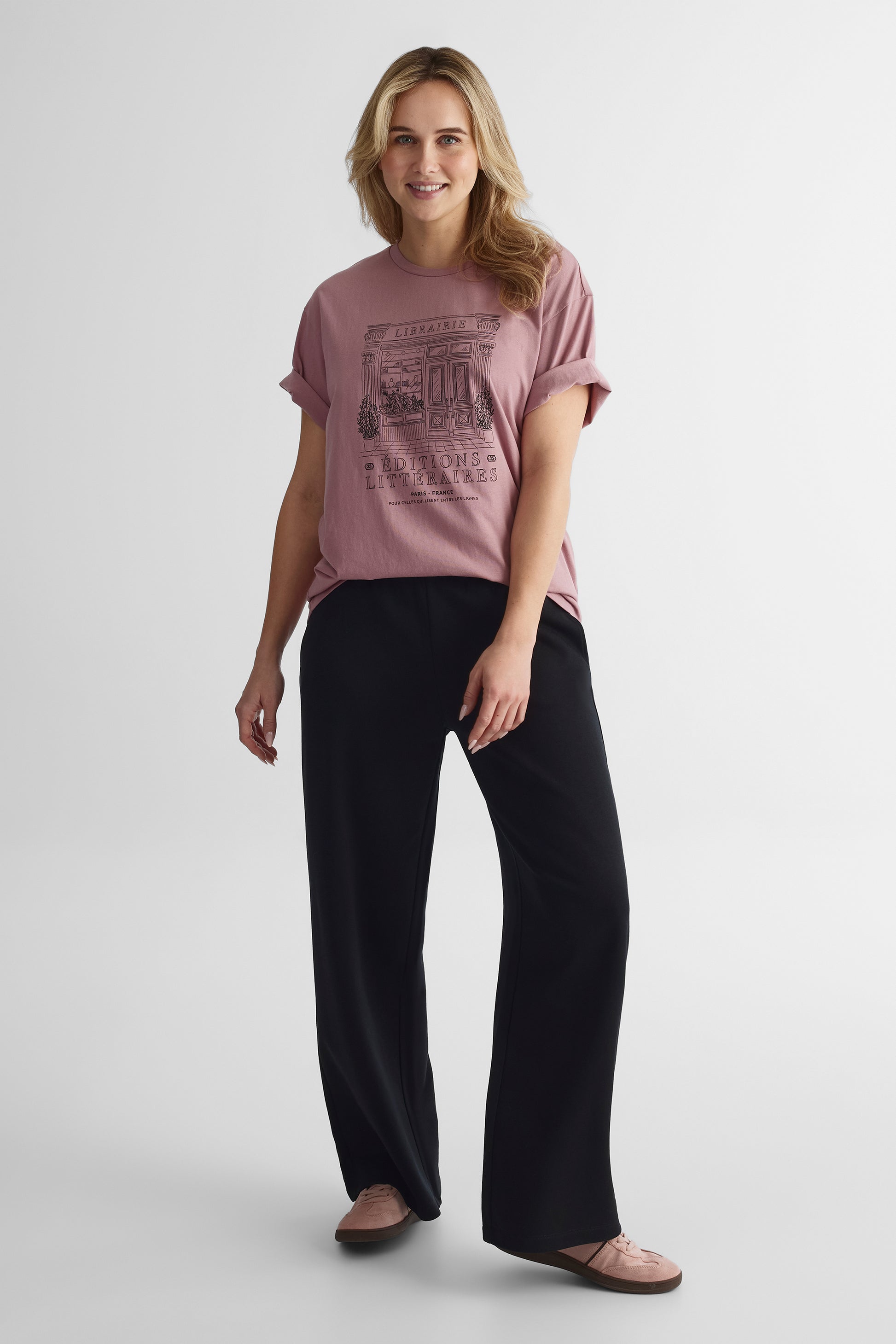 Pantalon jogger ouaté coupe large - Femme && NOIR