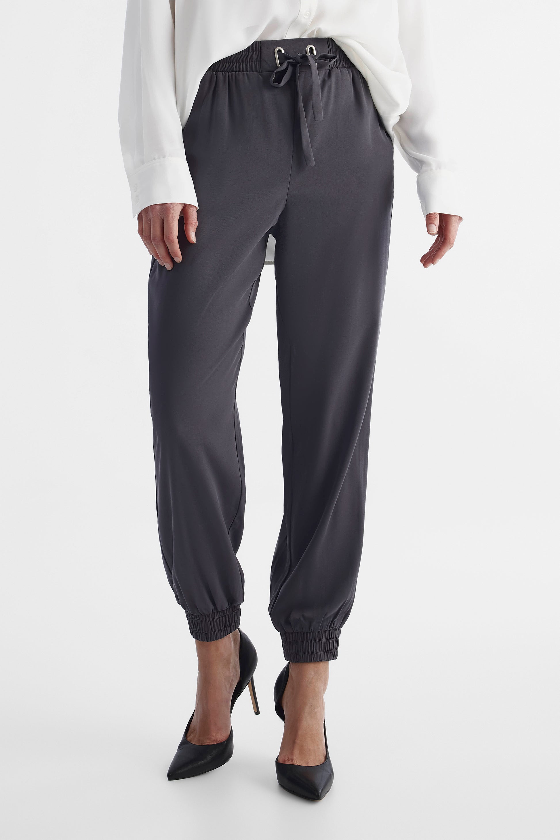 Pantalon en sergé fluide - Femme && CHARBON