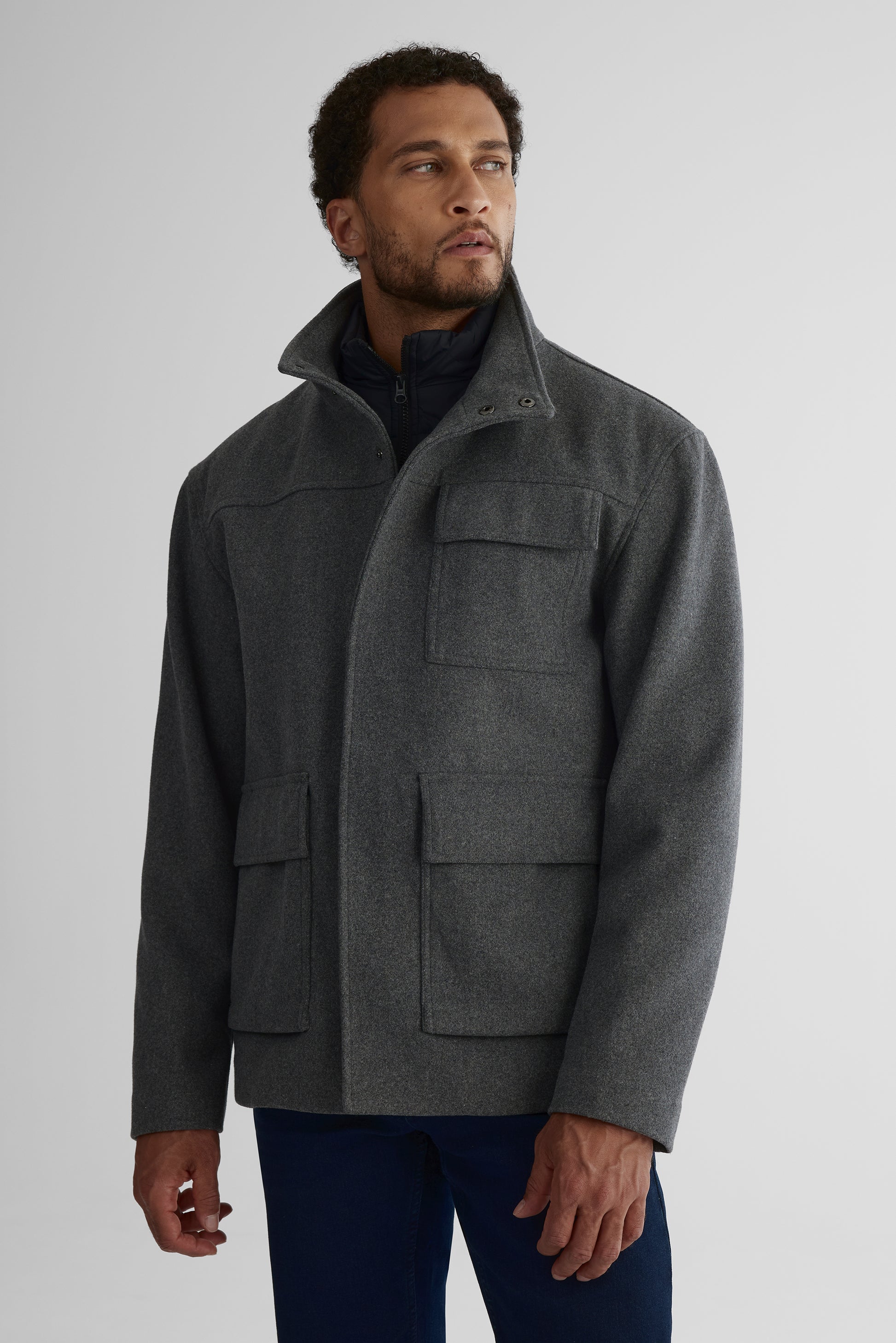 Manteau de ville en lainage - Homme && CHARBON MIXTE