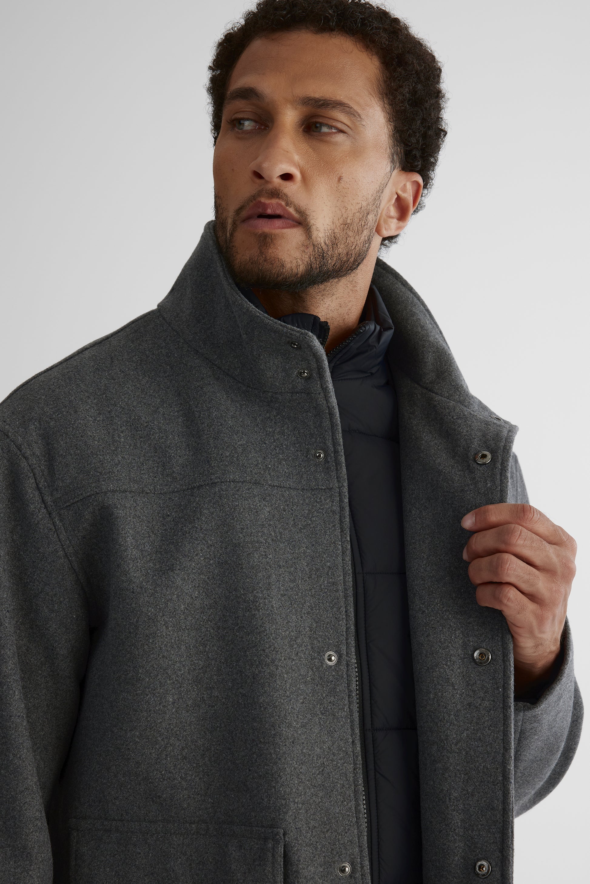 Manteau de ville en lainage - Homme && CHARBON MIXTE