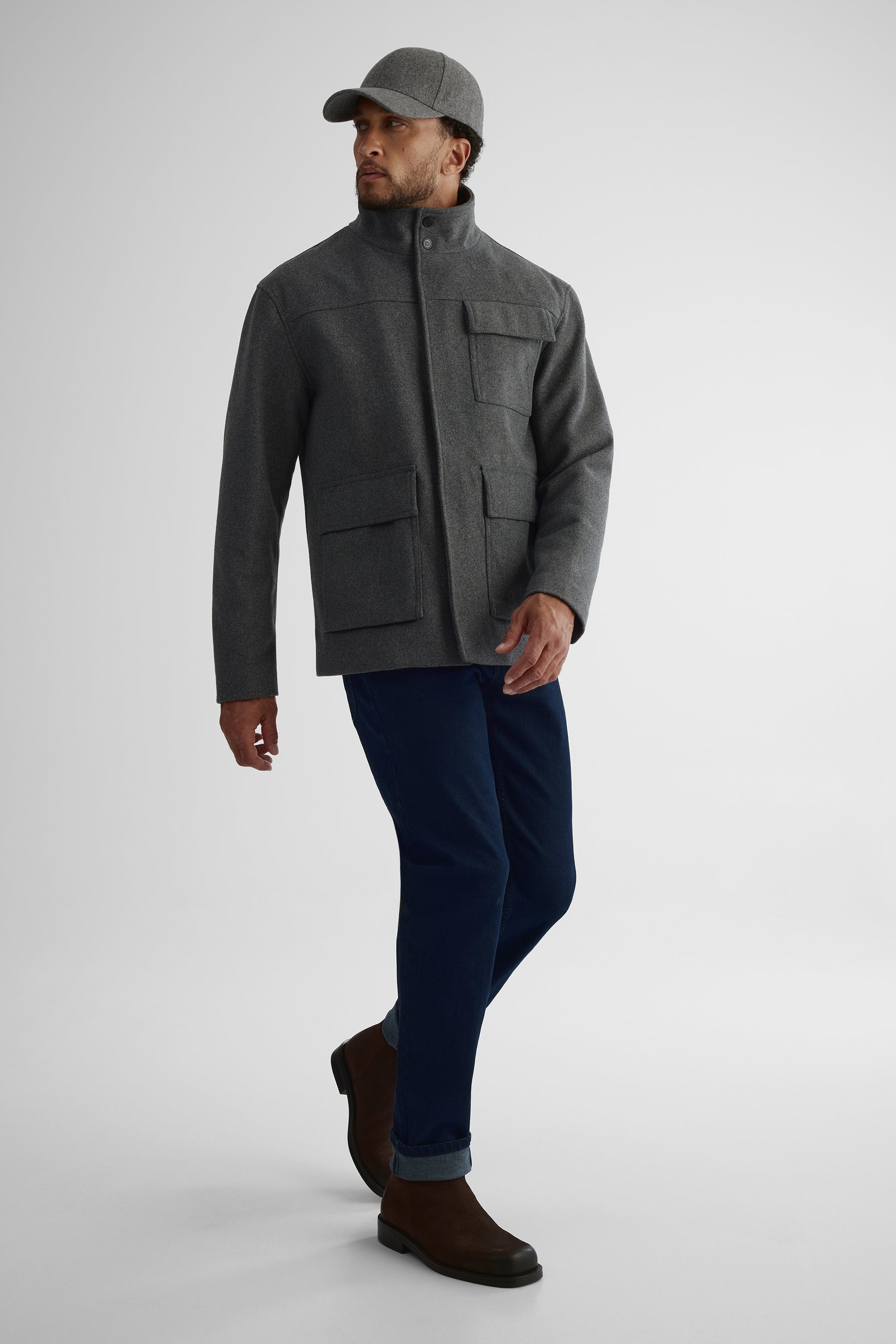 Manteau de ville en lainage - Homme && CHARBON MIXTE