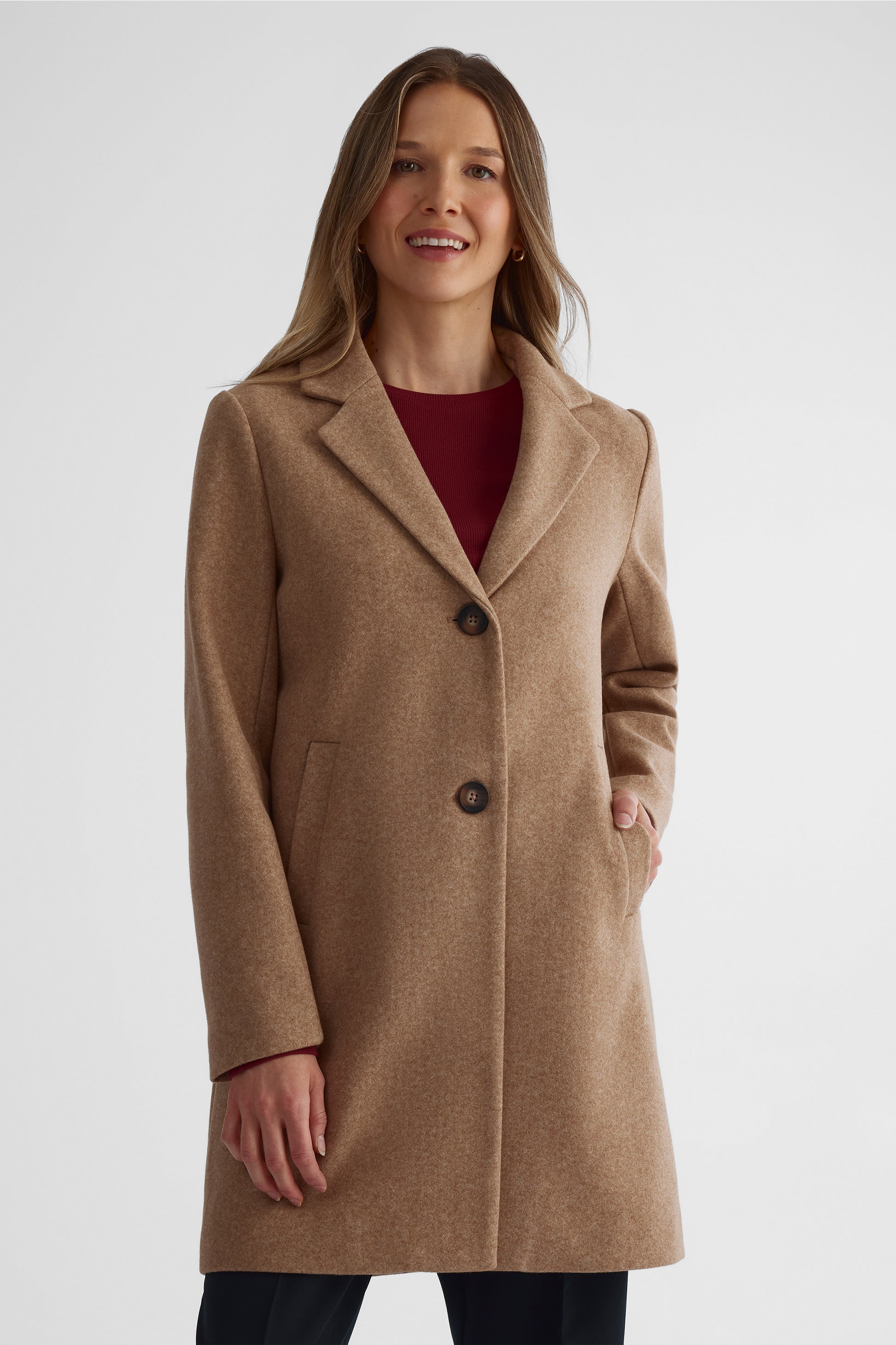 Manteau de ville TAG en fausse laine - Femme && CHAMEAU