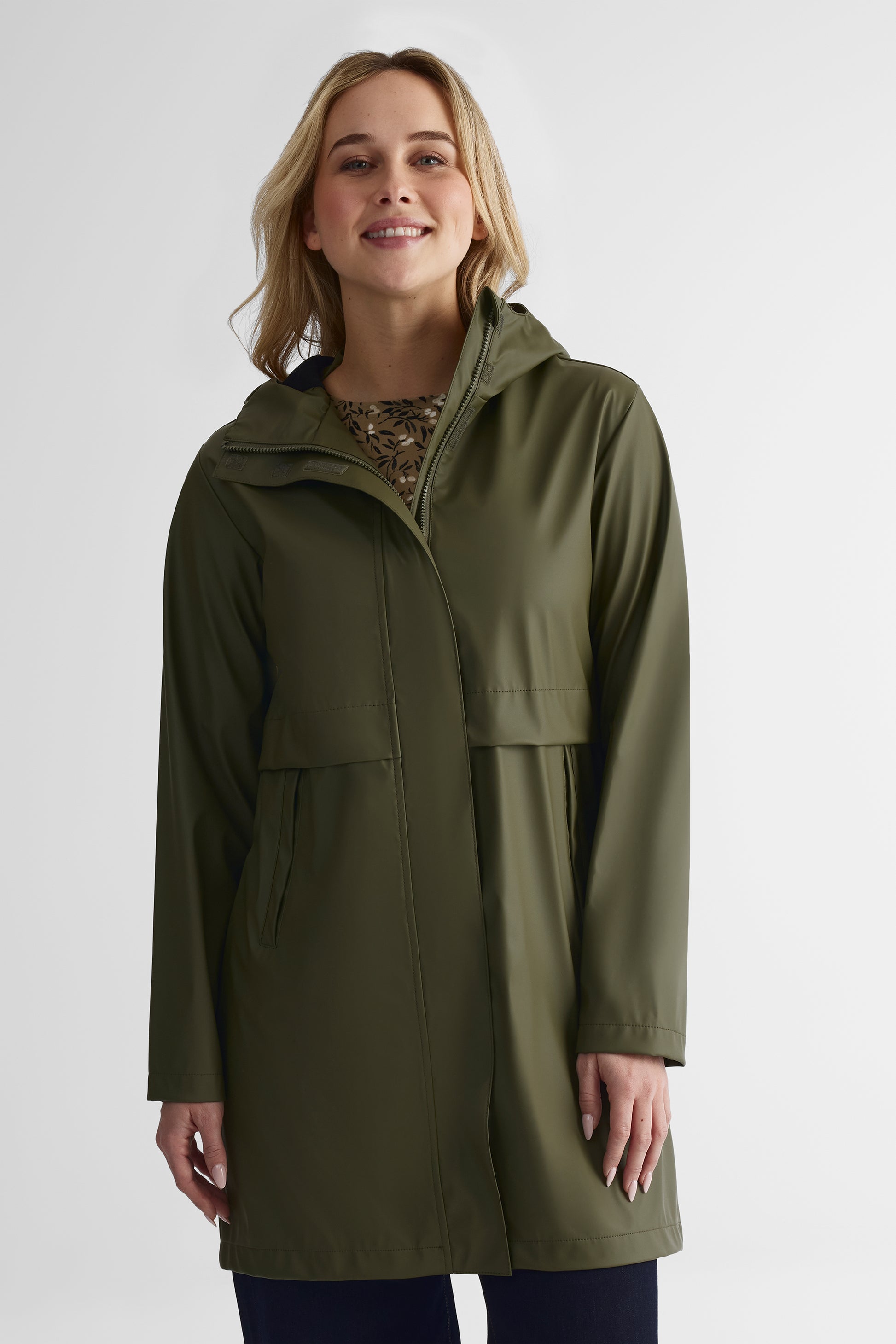 Manteau coquille effet cuir - Femme && KAKI