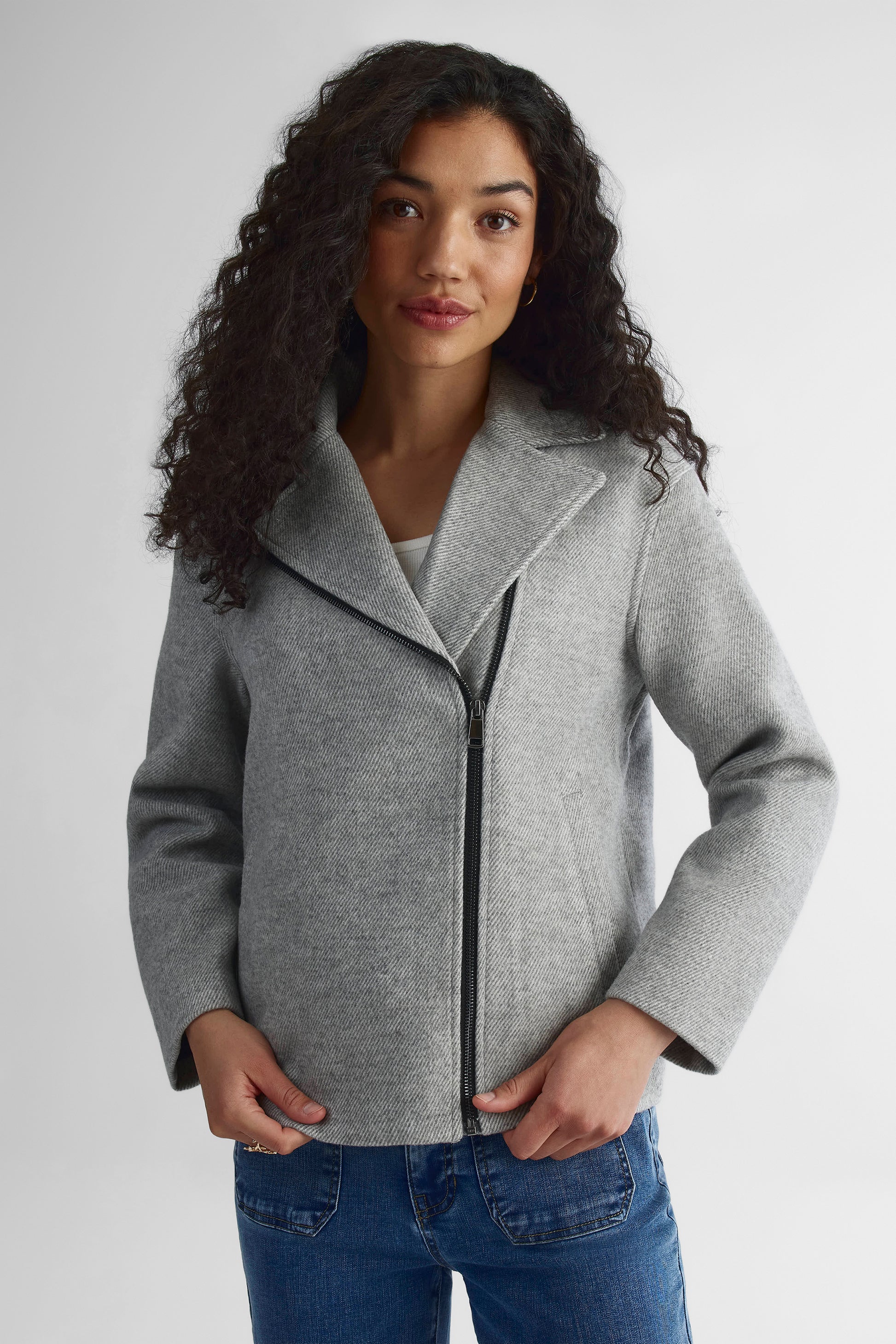 Manteau TIME FOR fausse laine sergée - Femme && GRIS MIXTE