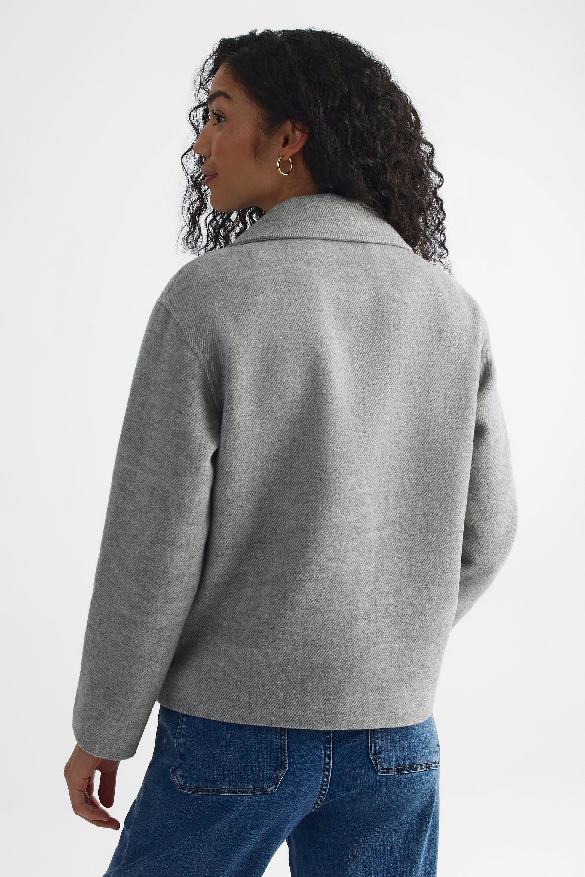 Manteau TIME FOR fausse laine sergée - Femme && GRIS MIXTE