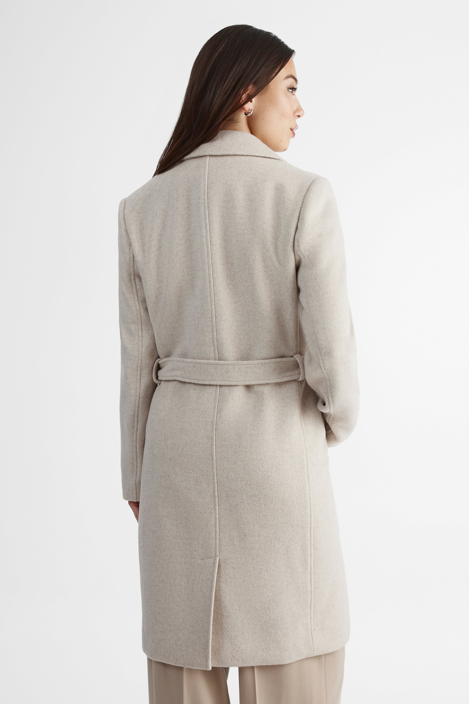 Manteau TIME FOR en mélange de laine - Femme && OATMEAL