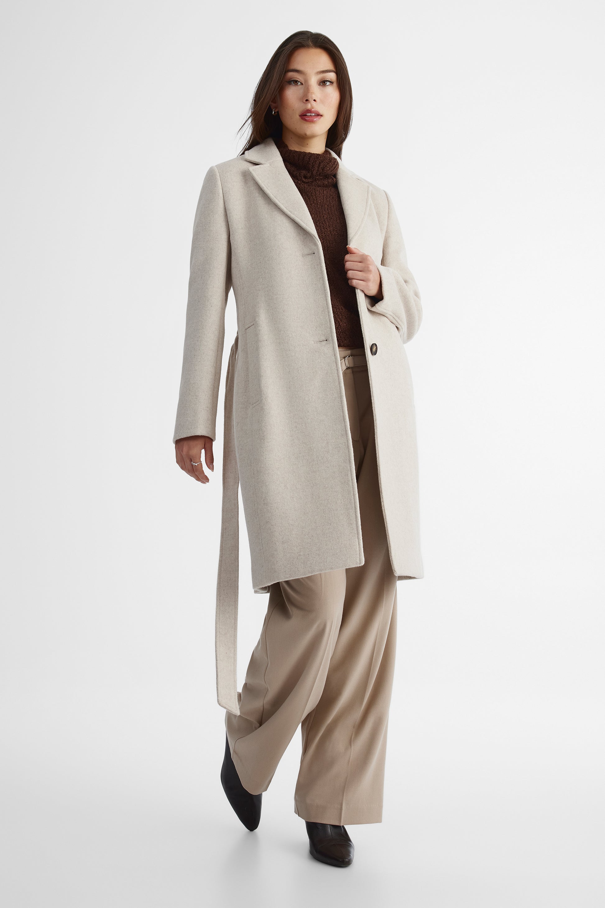 Manteau TIME FOR en mélange de laine - Femme && OATMEAL
