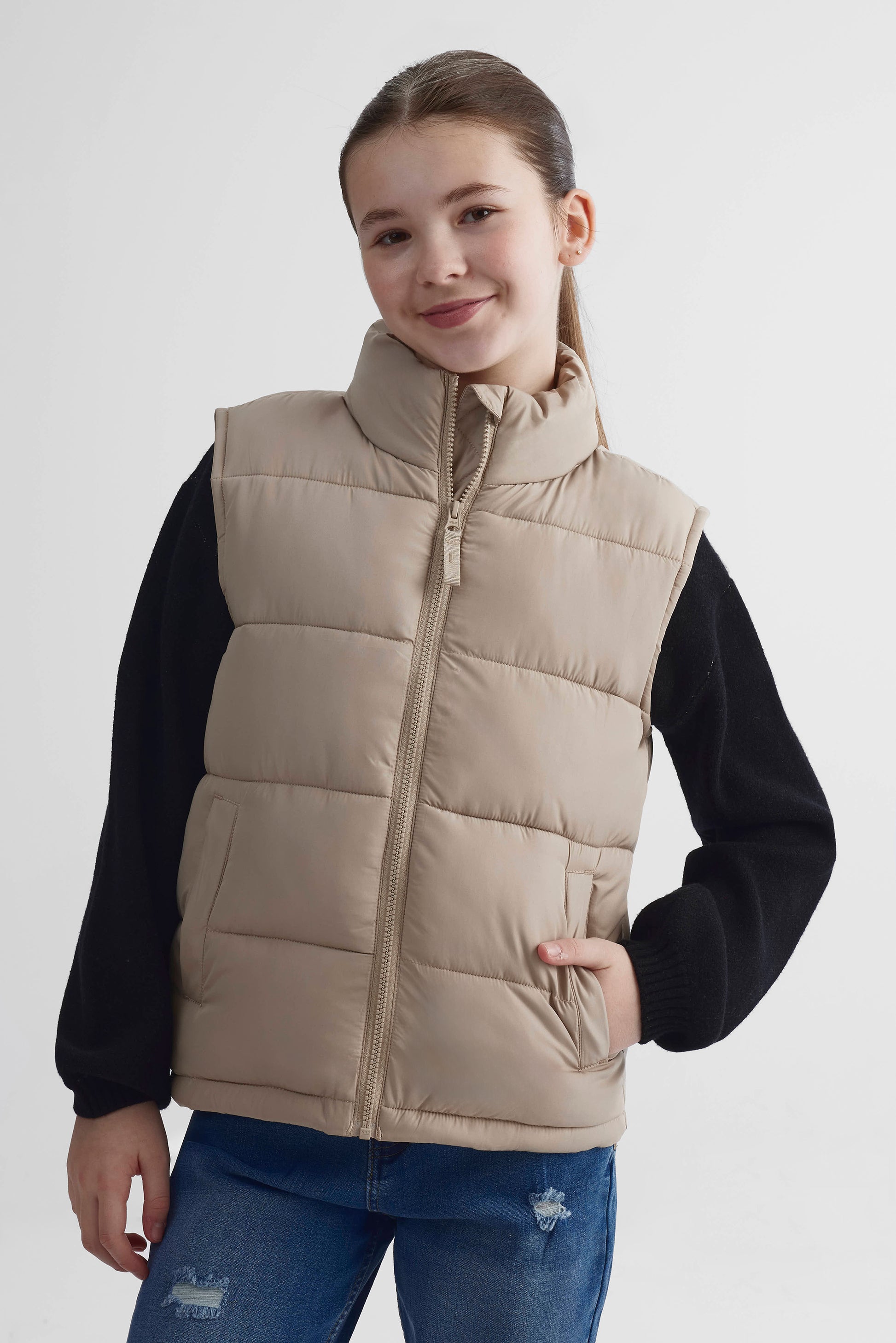 Veste sans manches en taffetas - Ado fille && BEIGE