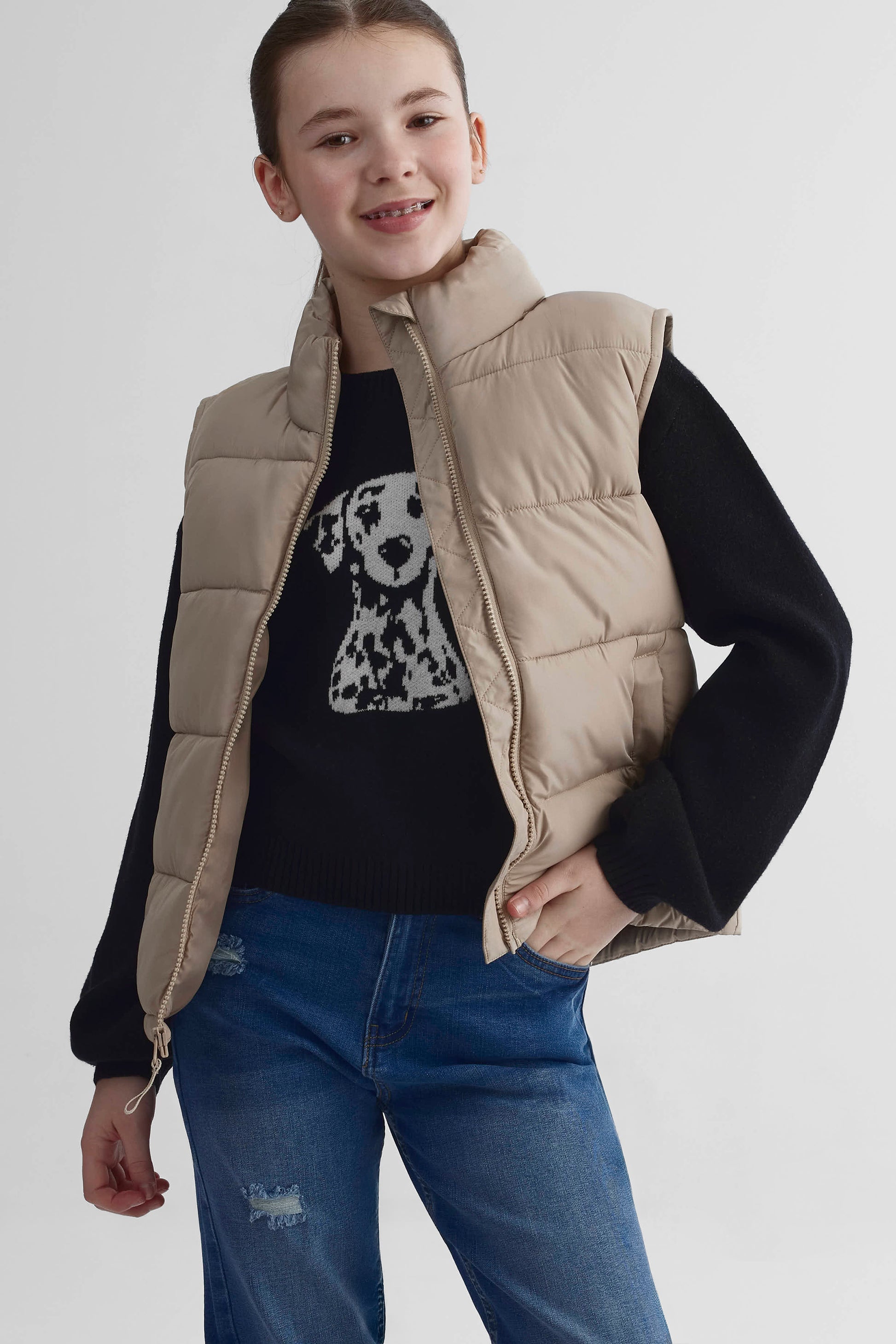 Veste sans manches en taffetas - Ado fille && BEIGE
