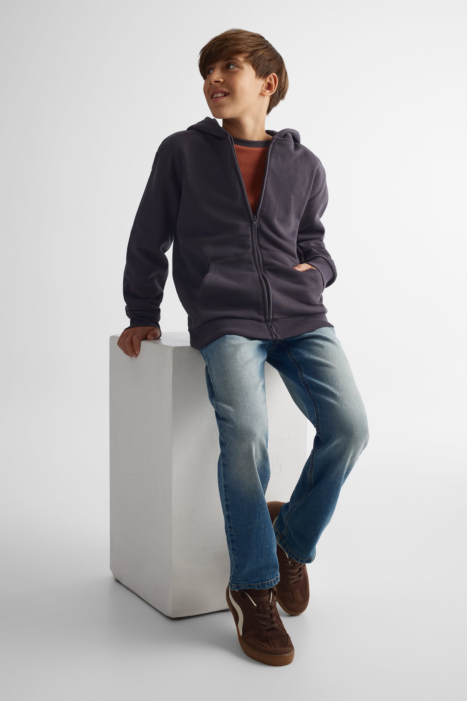 Veste ouatée à fermeture éclair - Ado garçon && GRIS