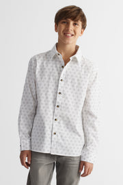 Chemise à manches longues en popeline - Ado garçon && BLANC MULTI