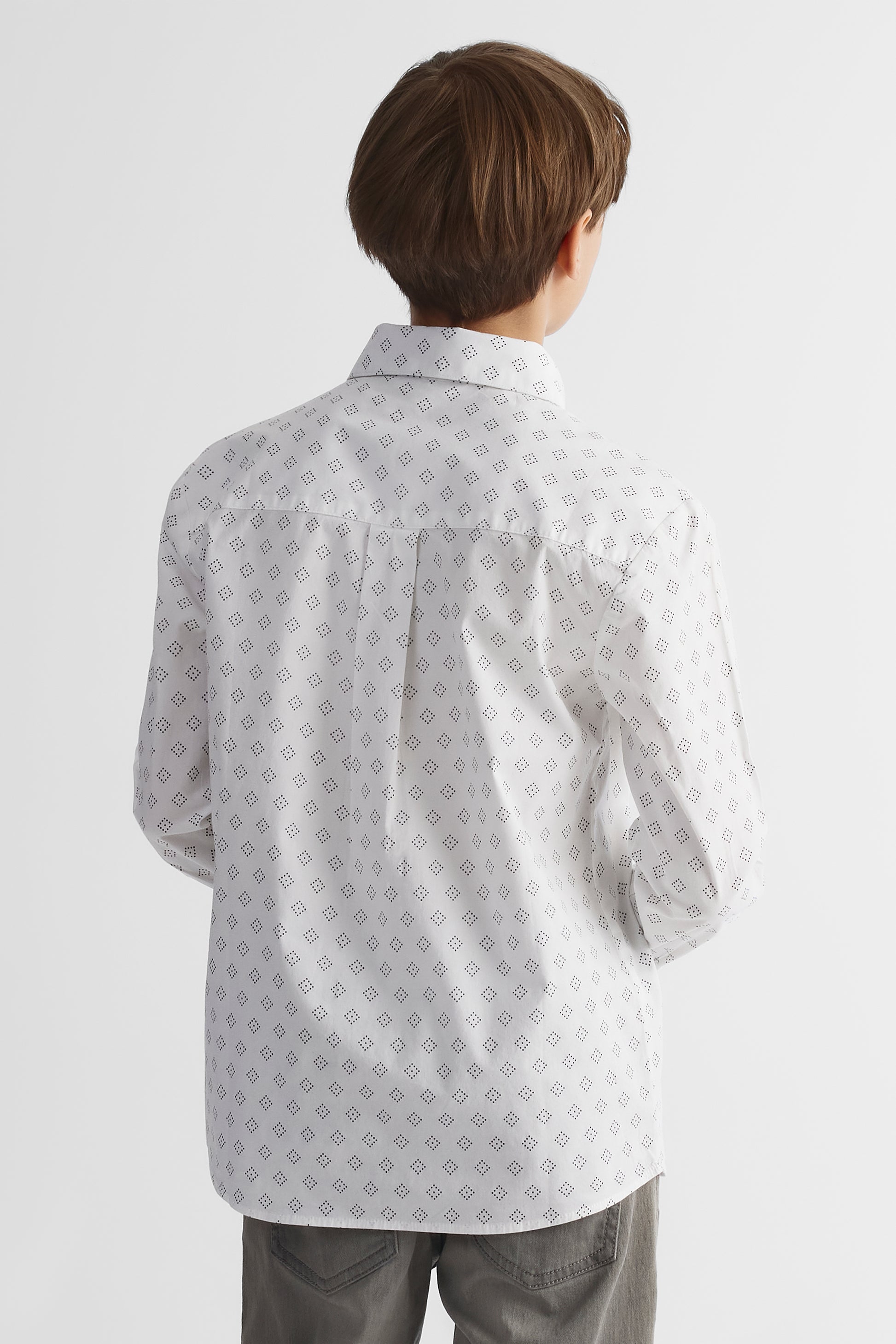 Chemise à manches longues en popeline - Ado garçon && BLANC MULTI