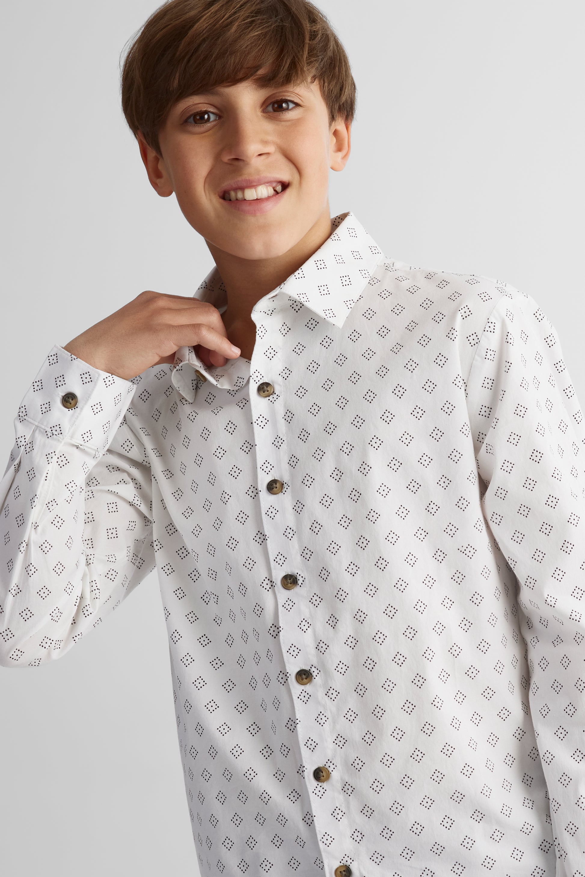 Chemise à manches longues en popeline - Ado garçon && BLANC MULTI