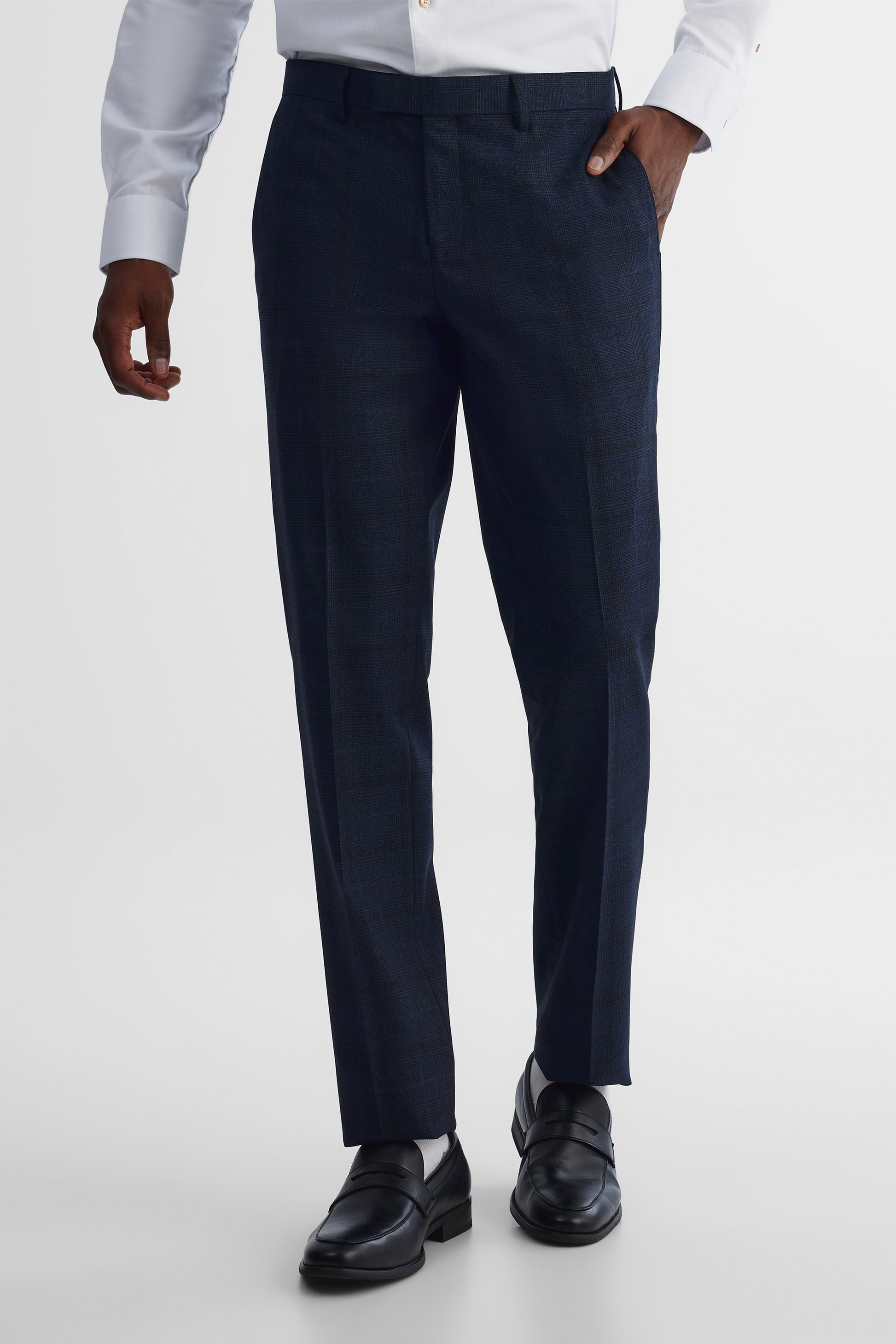 Pantalon à carreaux AKA - Homme && BLEU MARINE