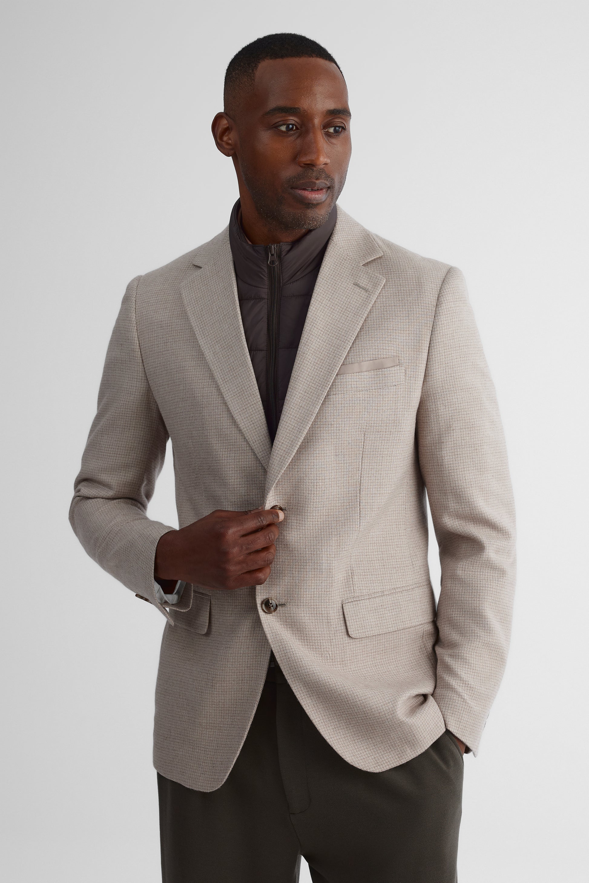 Veston pied-de-poule AKA - Homme && SABLE