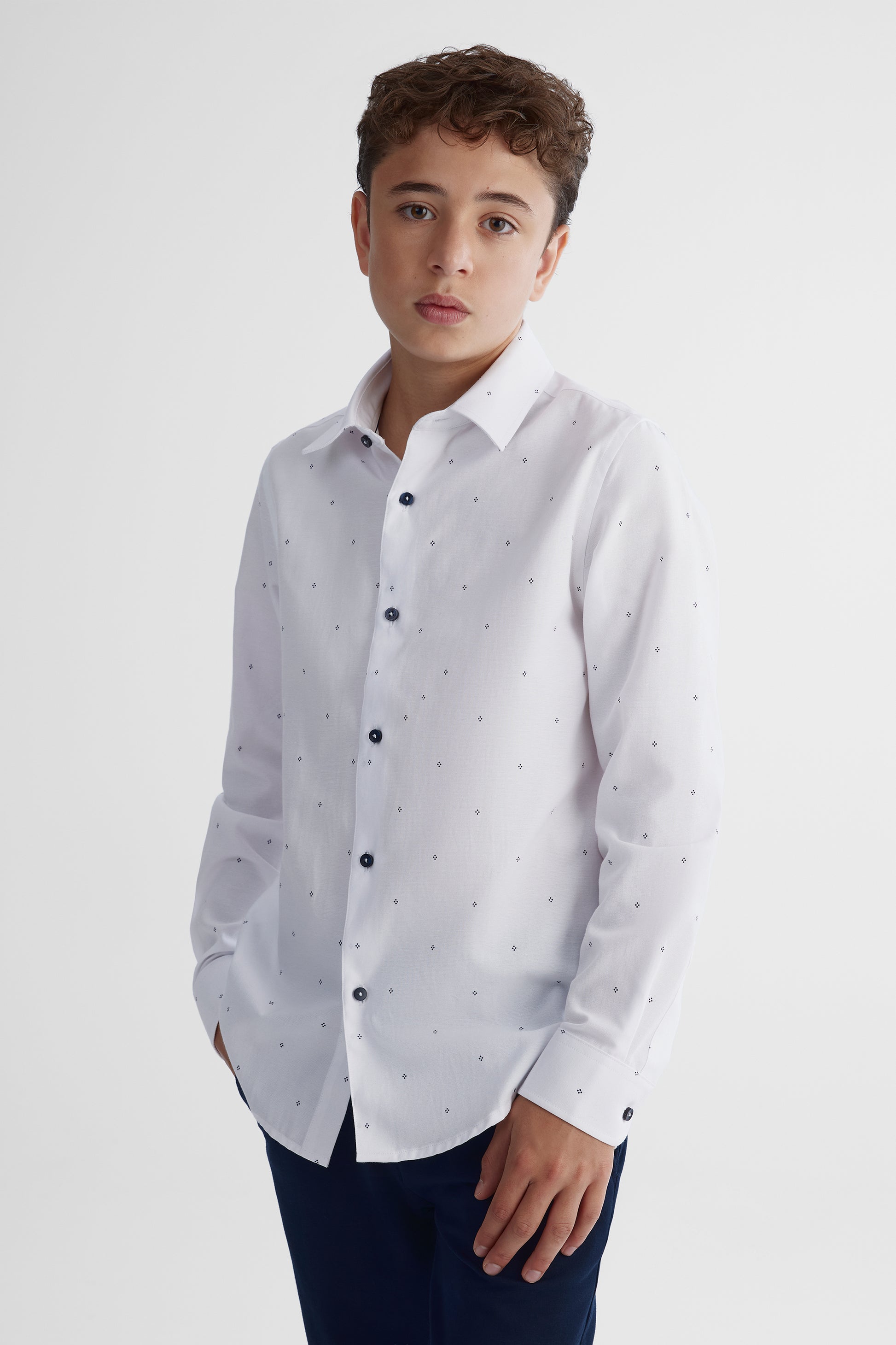 Chemise AKA à motif poplin - Ado garçon && BLANC