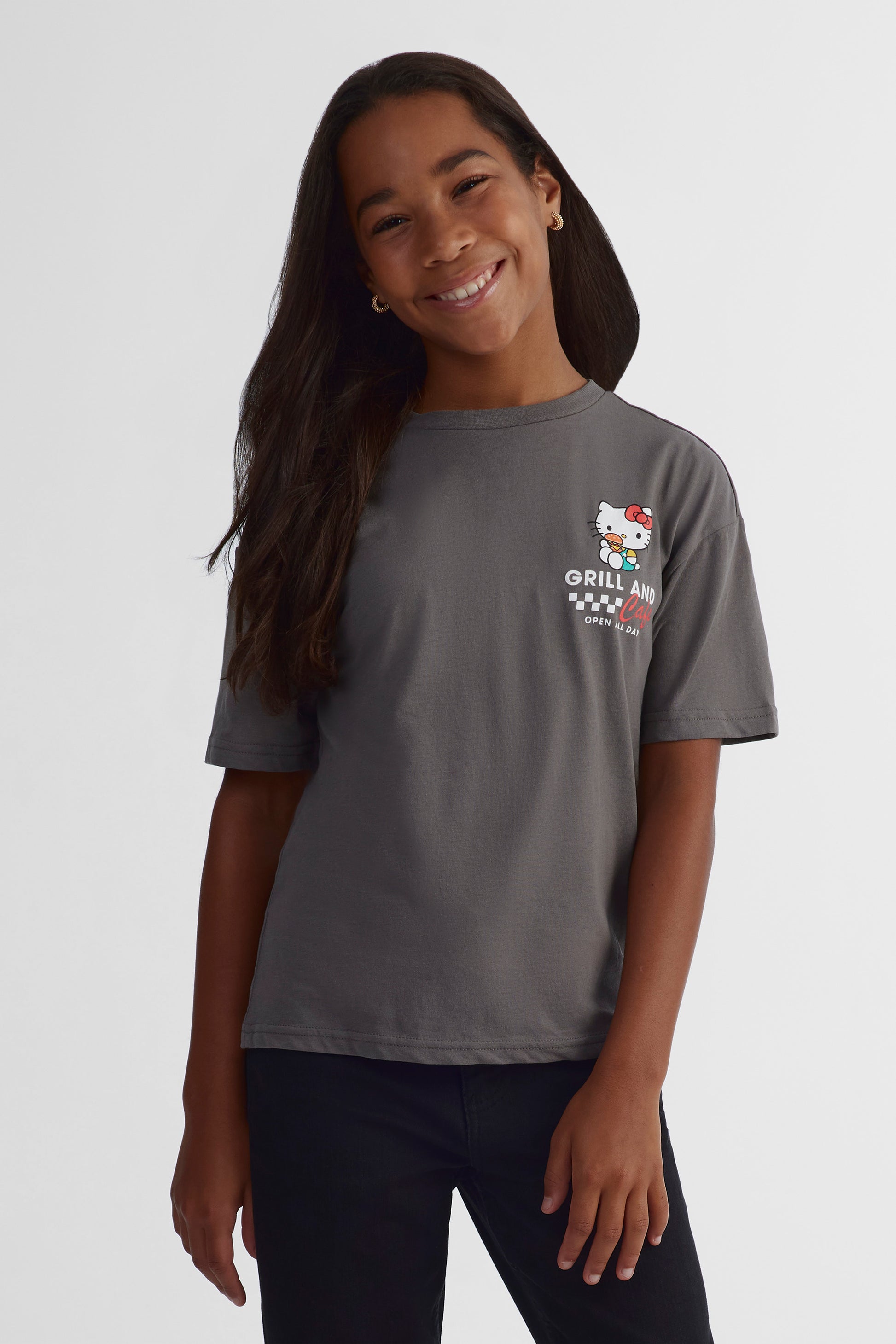 T-shirt Hello Kitty café - Ado fille && GRIS