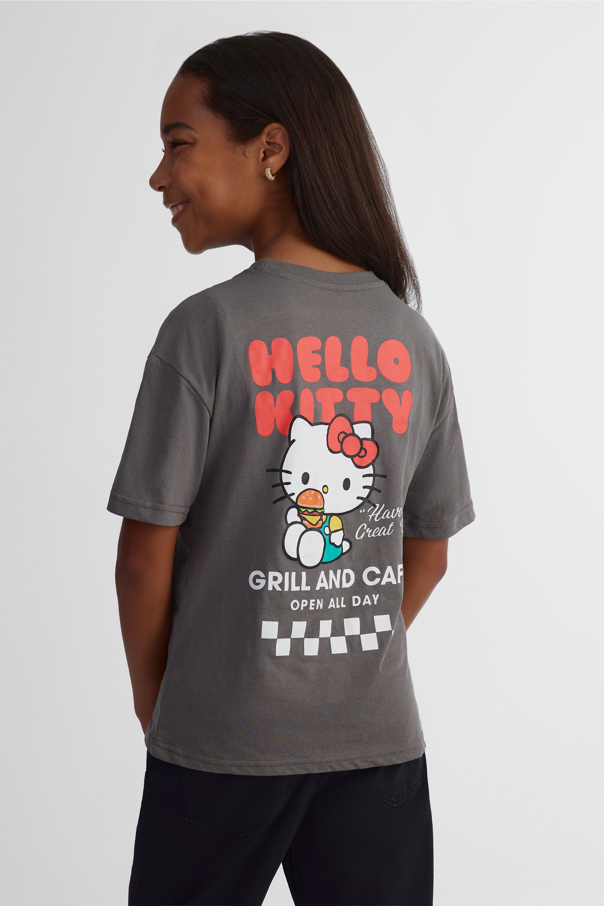 T-shirt Hello Kitty café - Ado fille && GRIS
