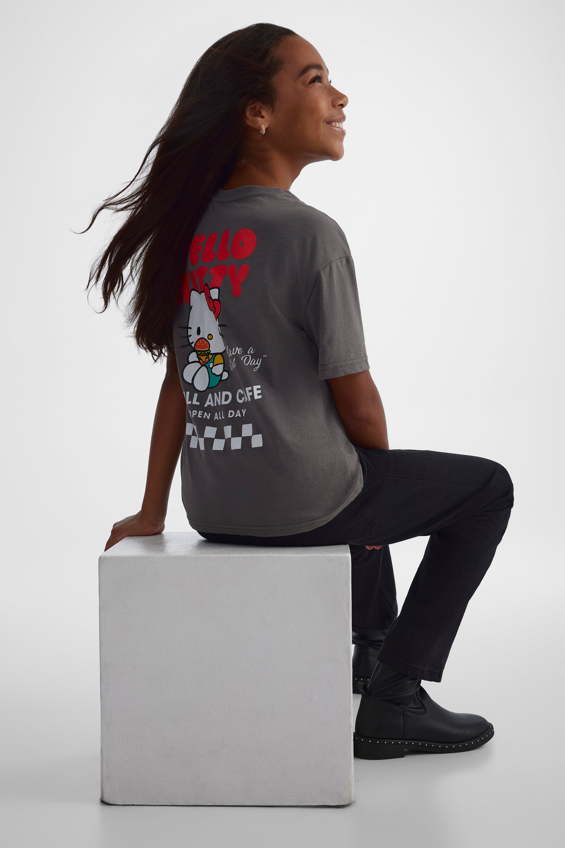 T-shirt Hello Kitty café - Ado fille && GRIS