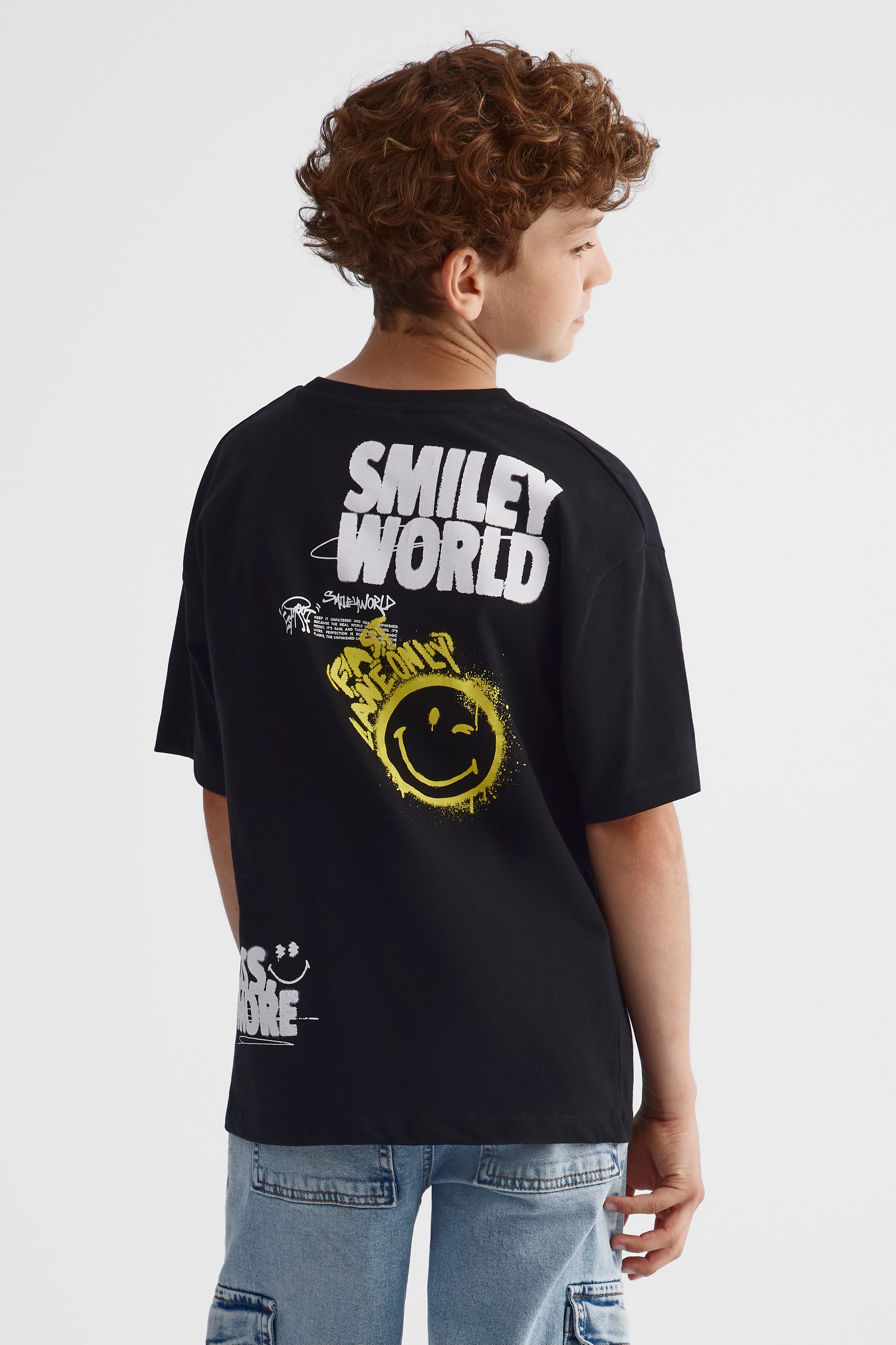 T-shirt Smiley World - Ado garçon && NOIR