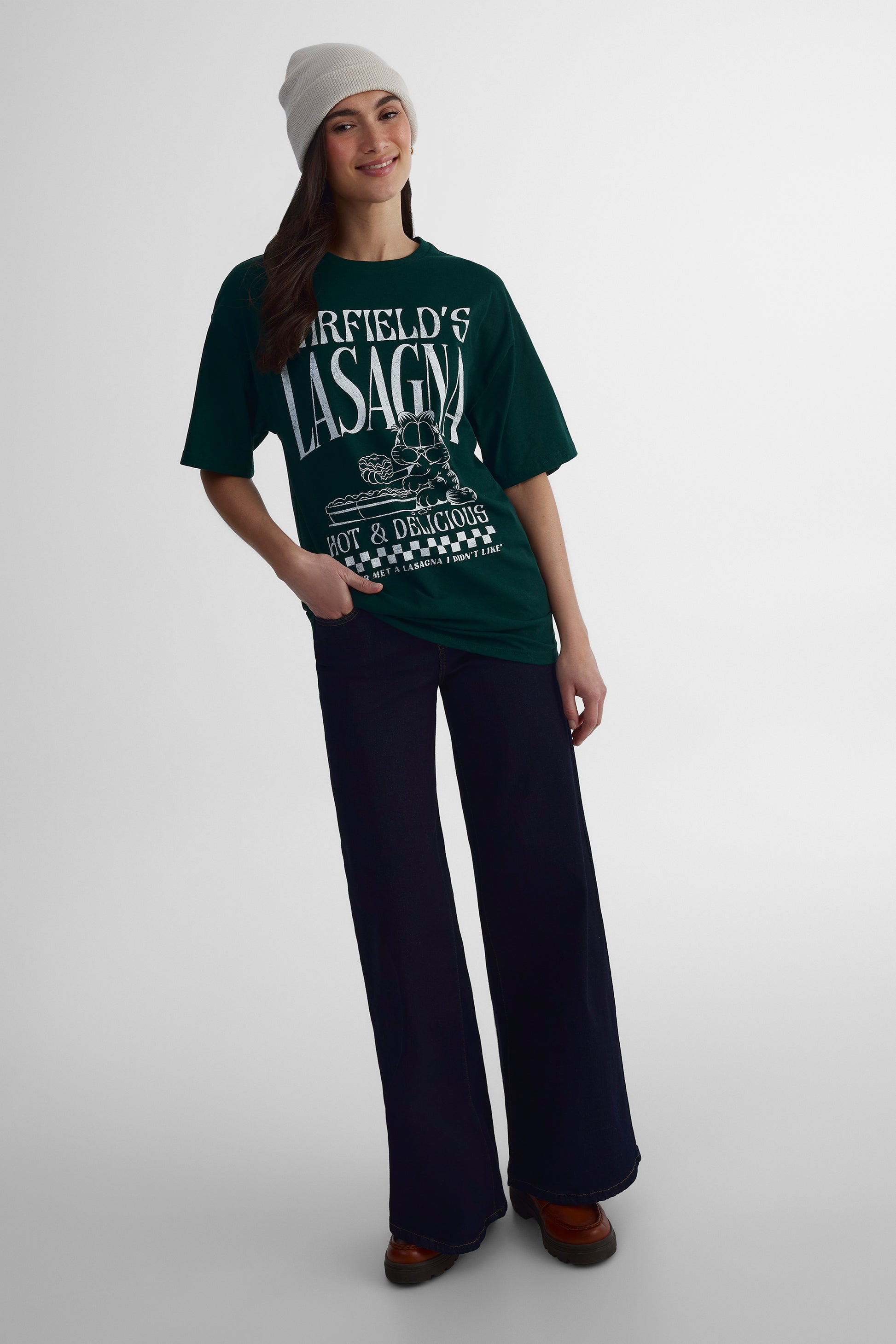 T-shirt licence Garfield - Femme && VERT FORET