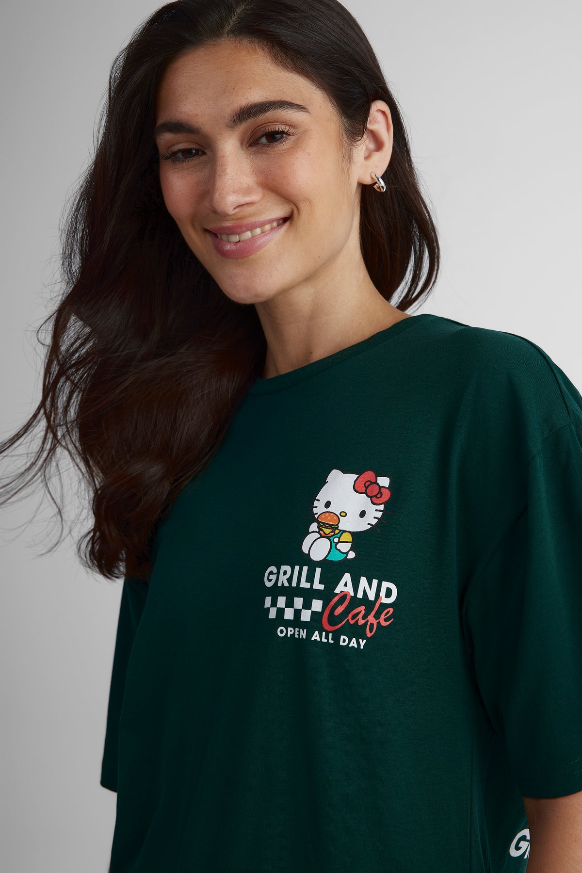 T-shirt licence Hello Kitty - Femme && VERT FORET