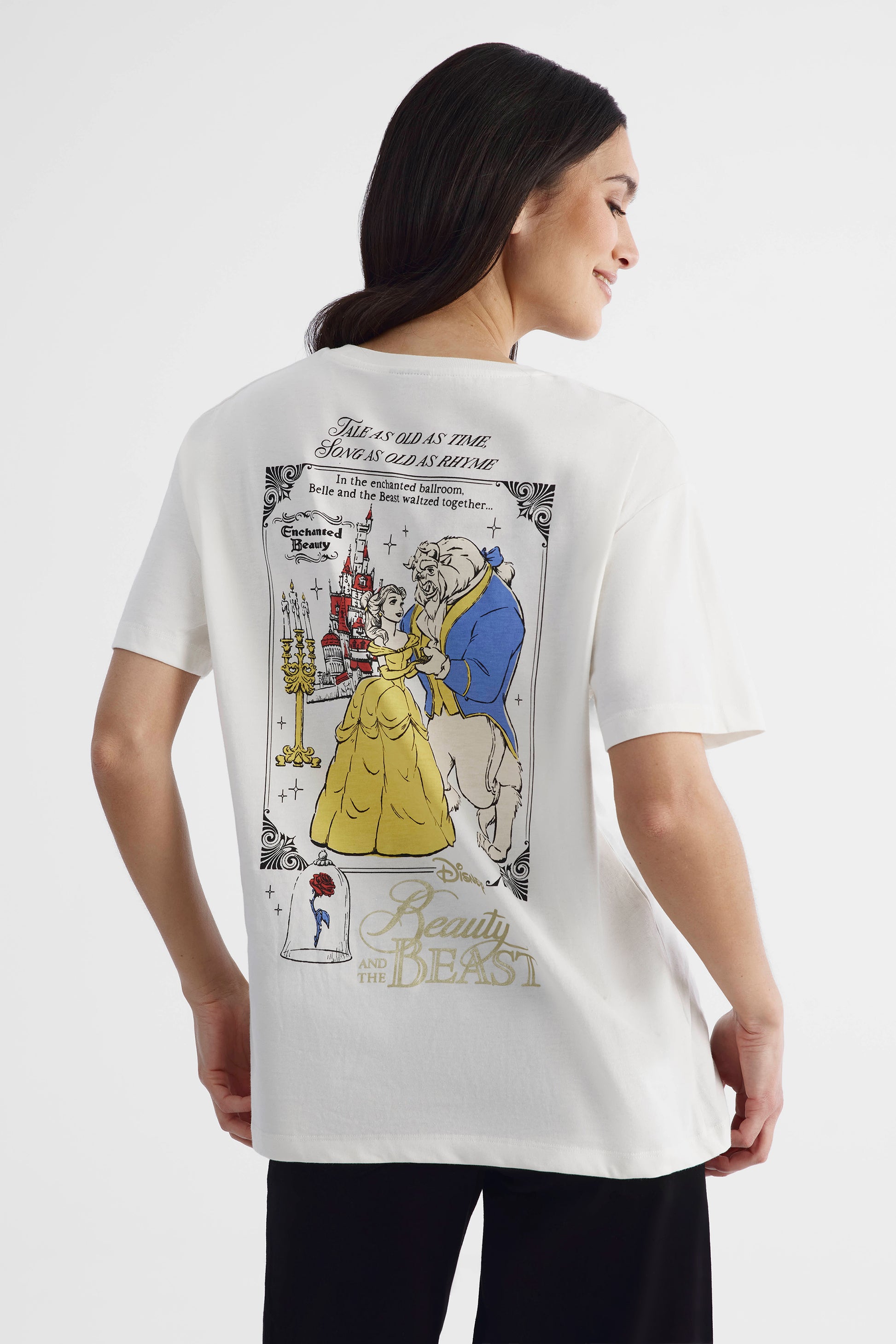 T-shirt La Belle et la Bête - Femme && BLANC CASSÉ