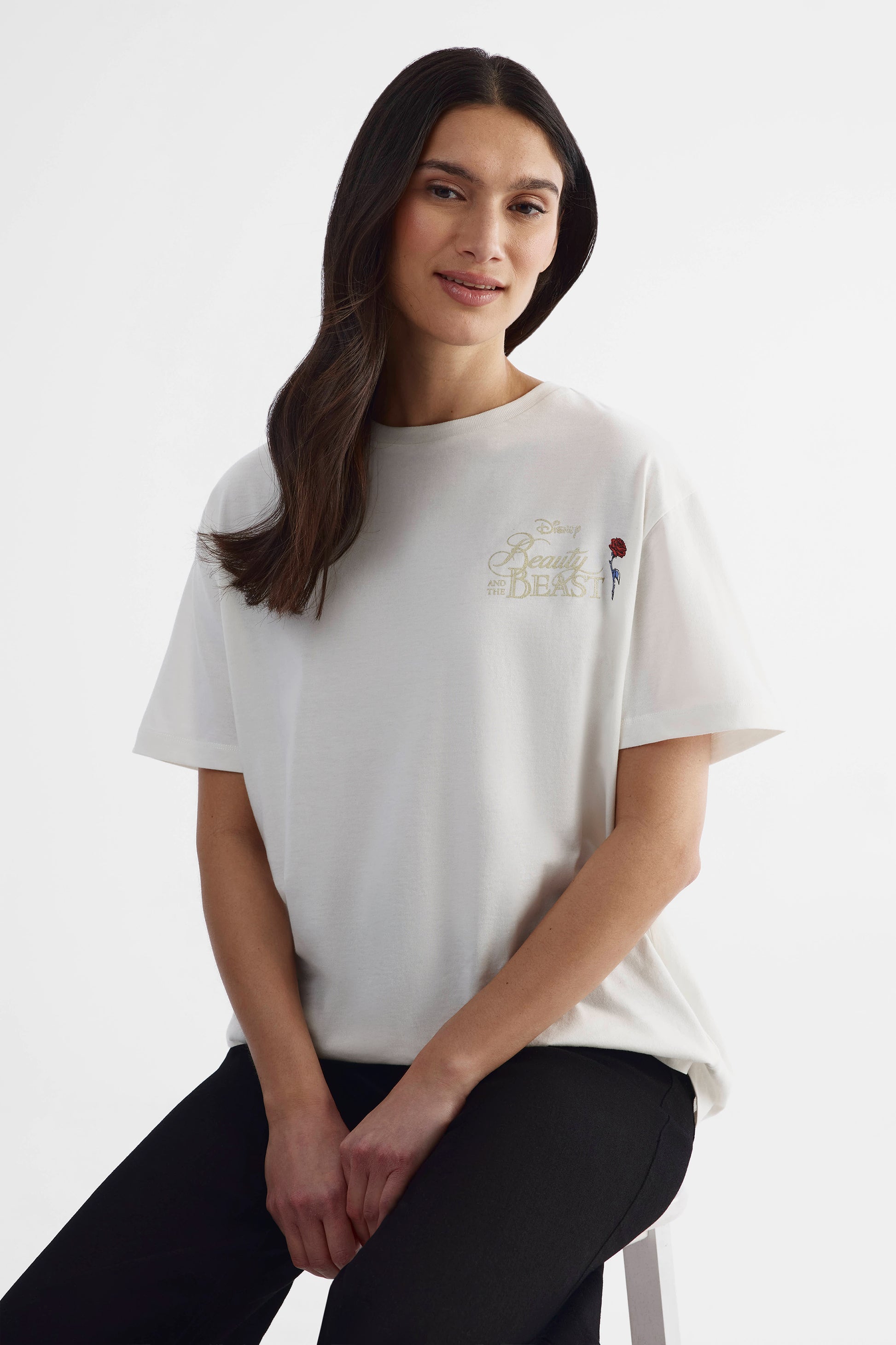 T-shirt La Belle et la Bête - Femme && BLANC CASSÉ