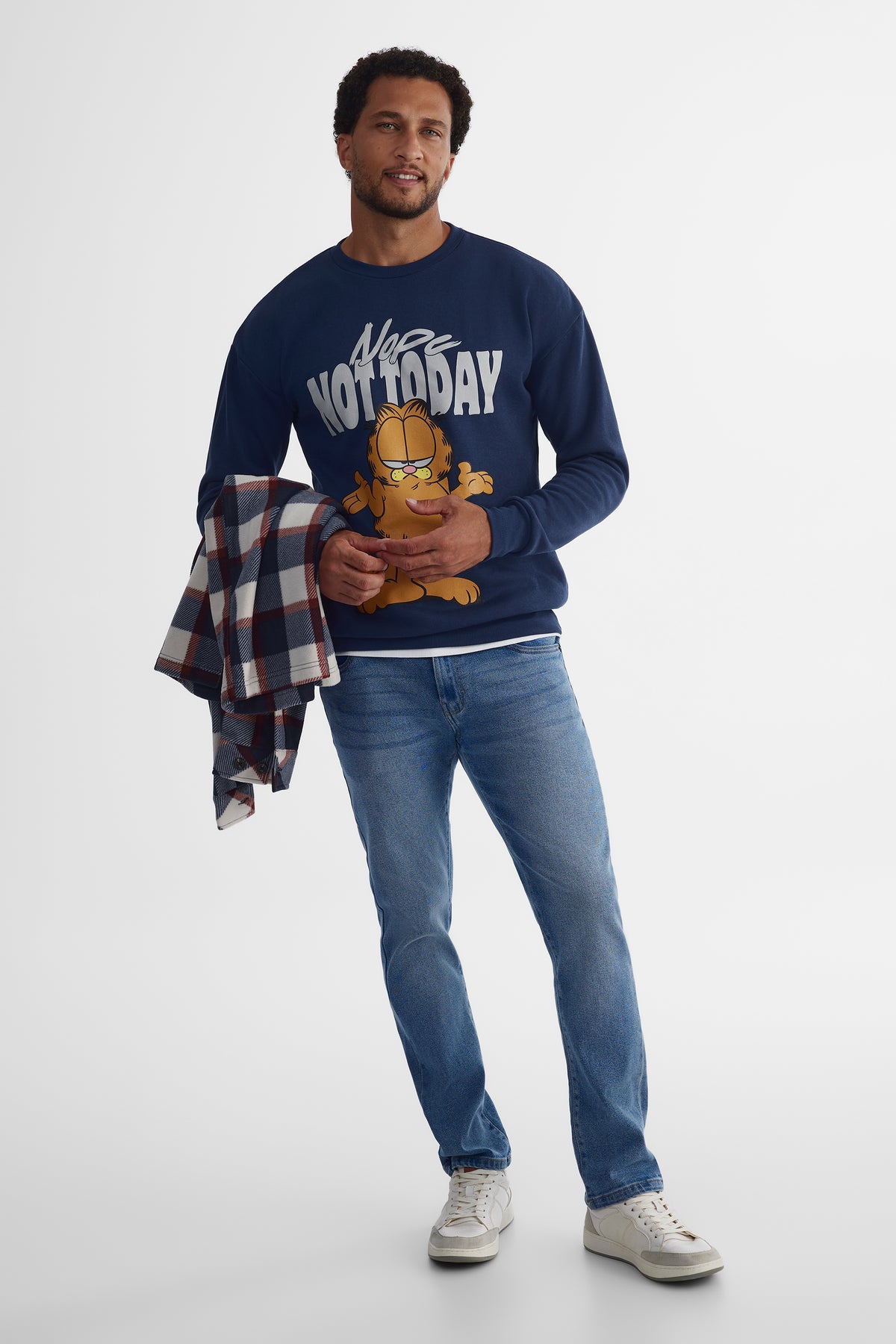 Chandail ouaté Garfield - Homme && BLEU MARINE