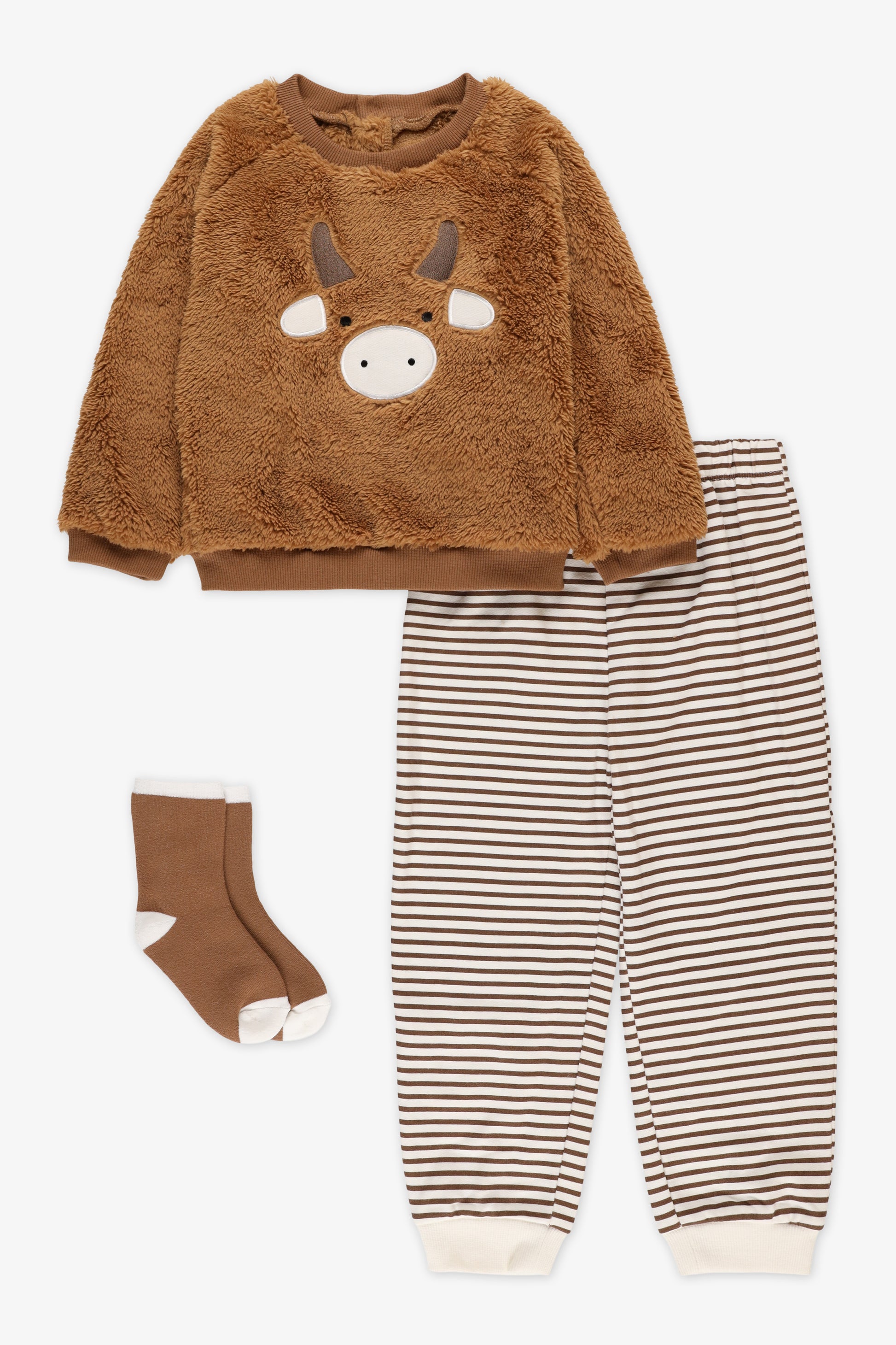 Ensemble trois pièces molleton - Bébé garçon && BRUN